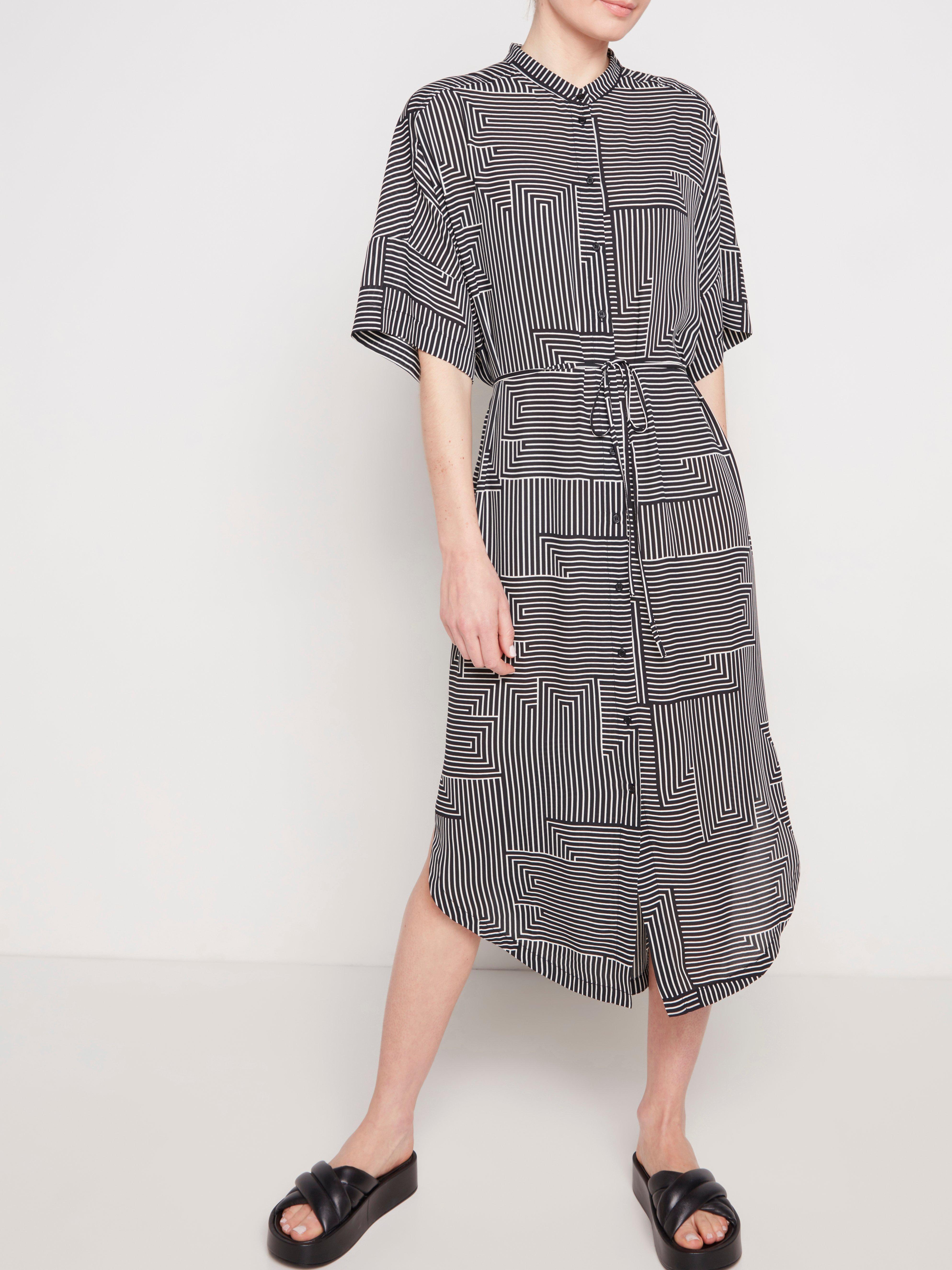 collarless shirt dress