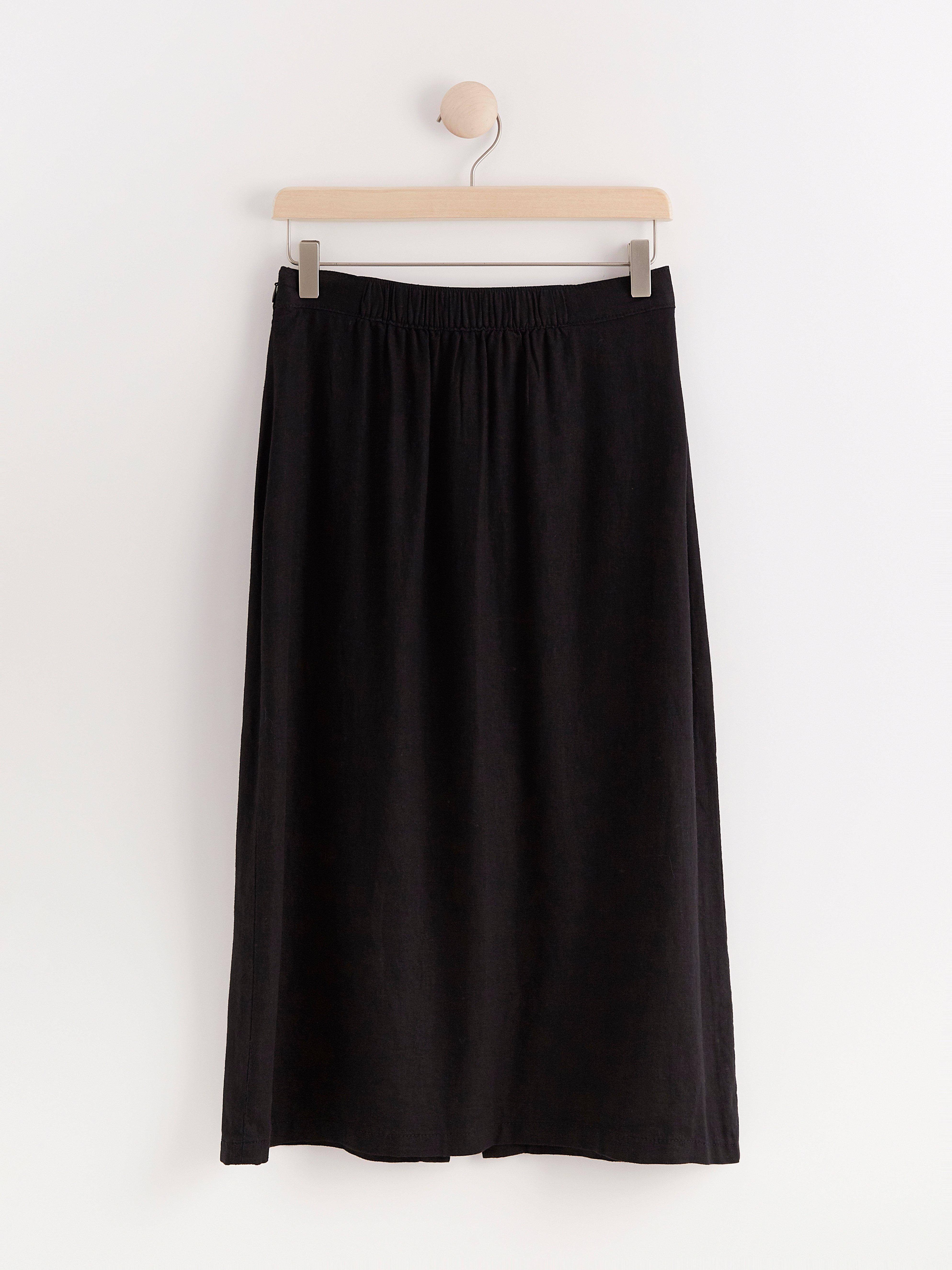 linen blend midi skirt