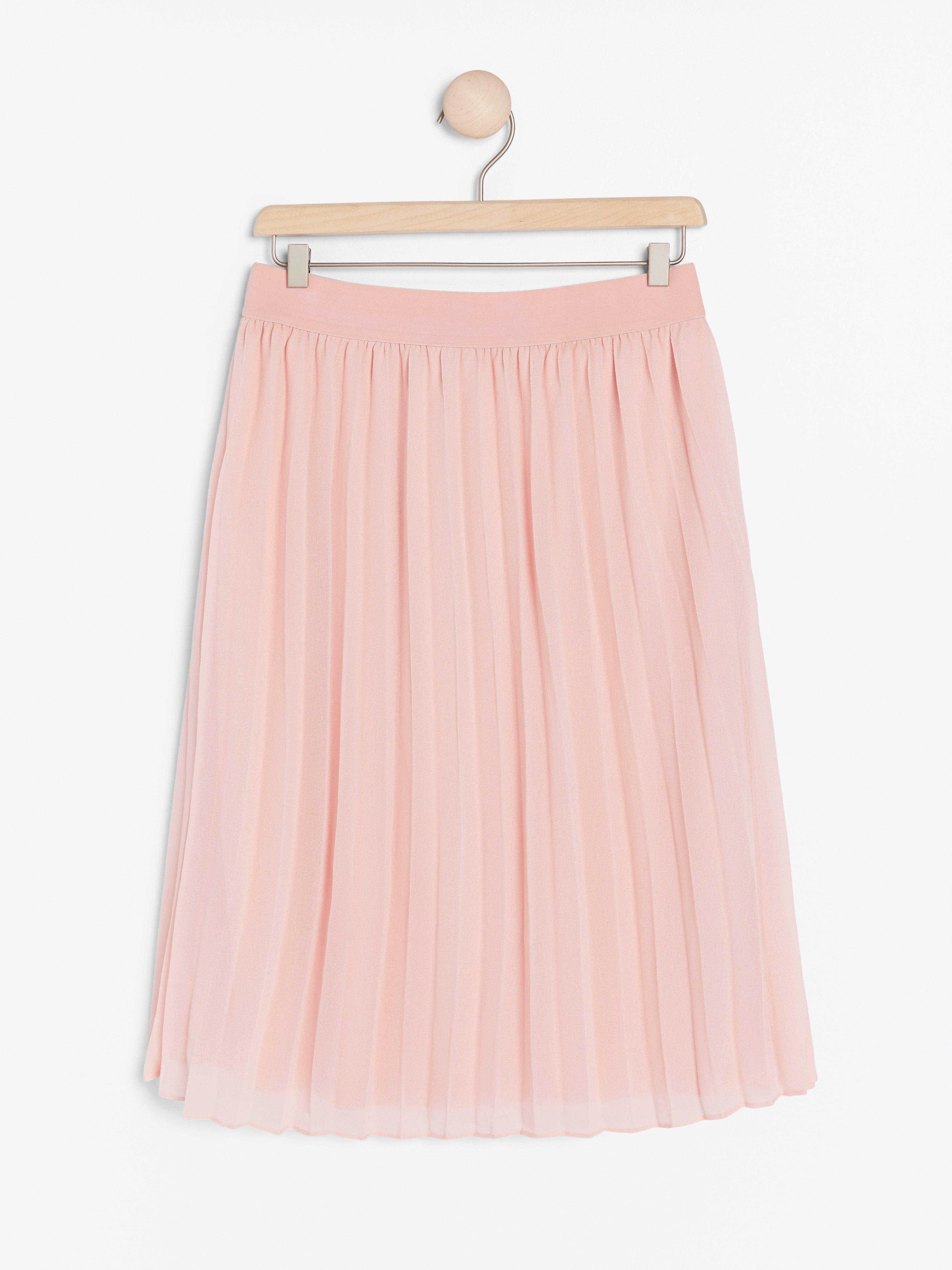 pink chiffon midi skirt