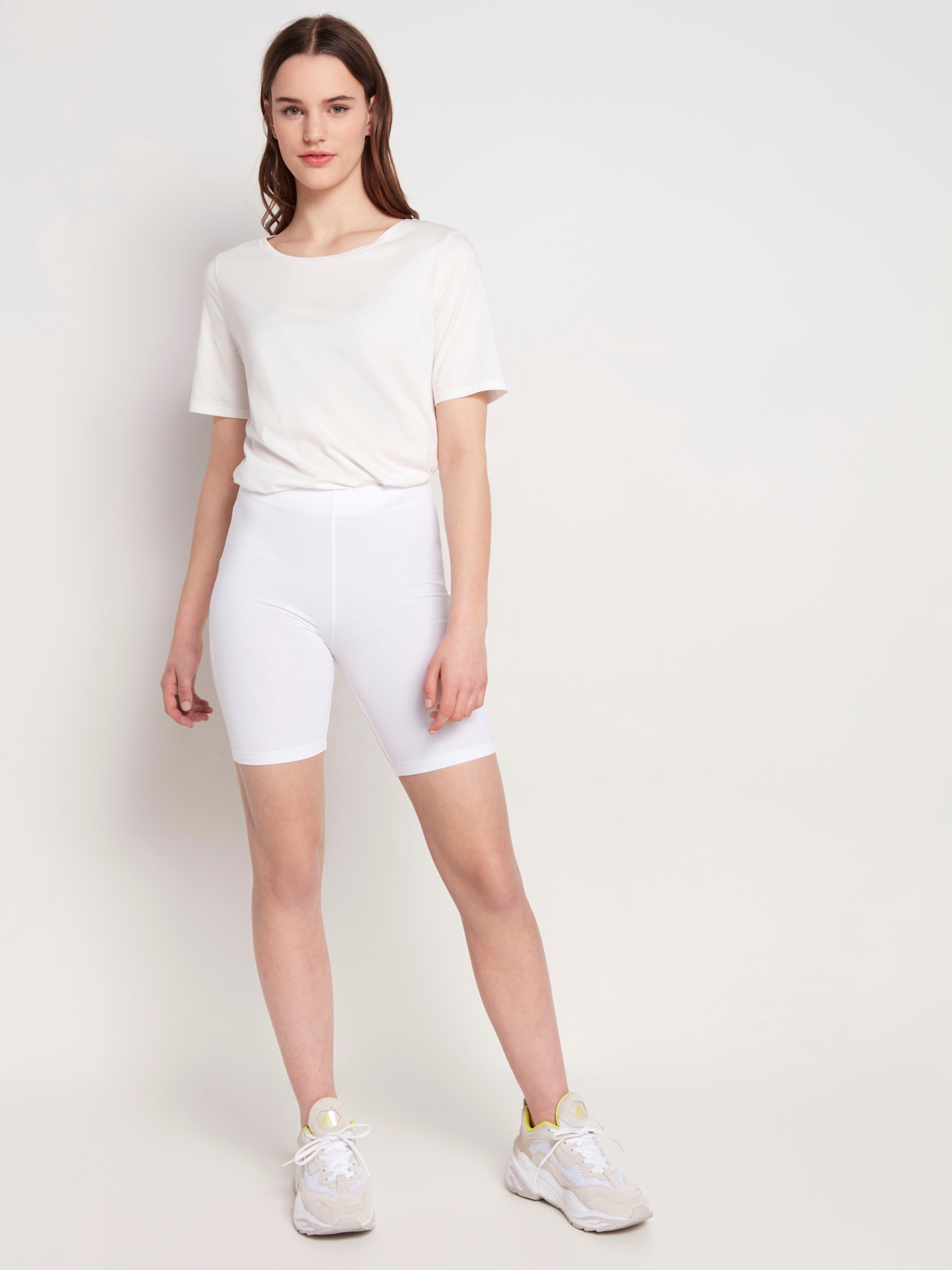 white cotton biker shorts