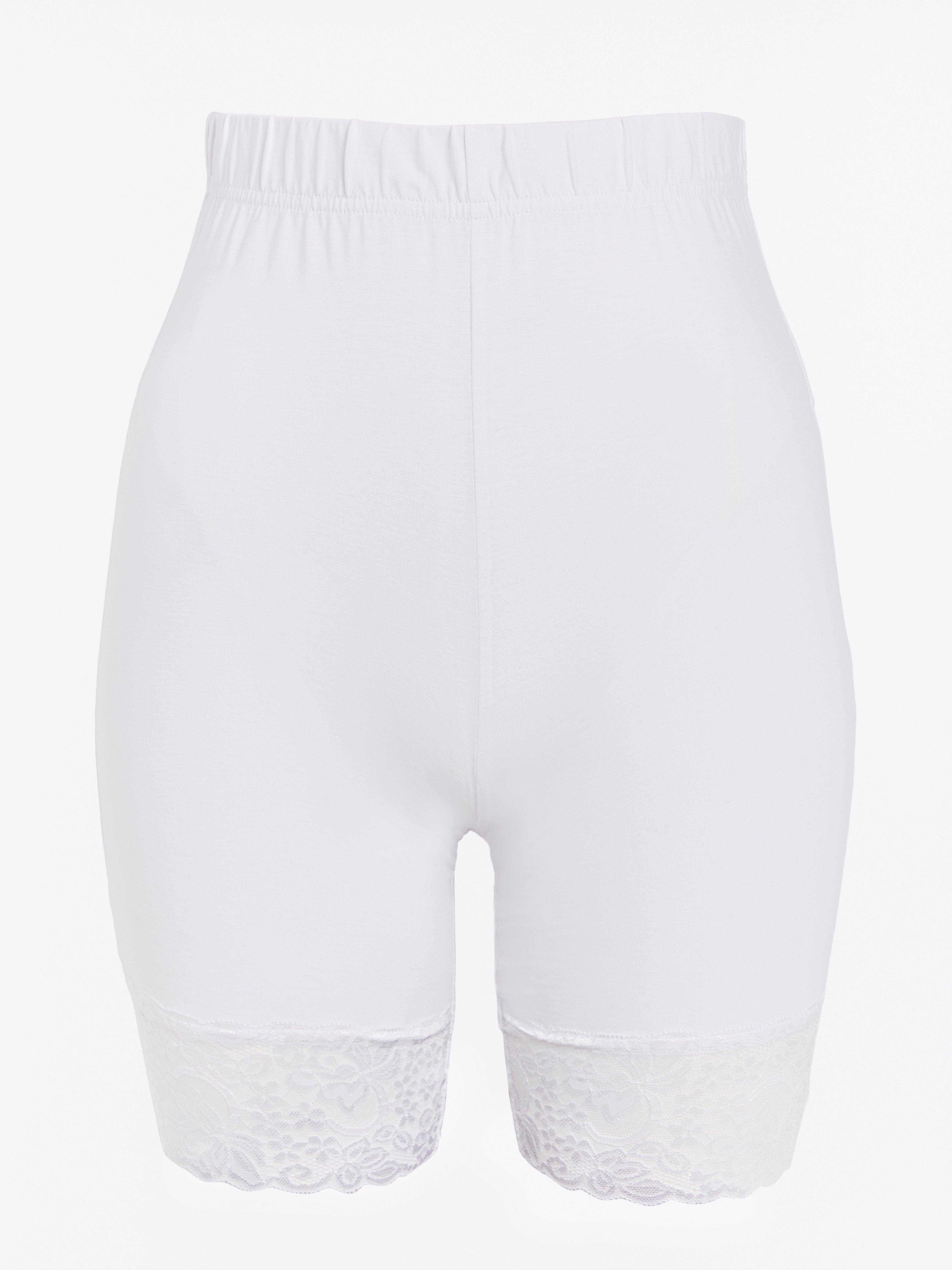 white biker shorts with lace