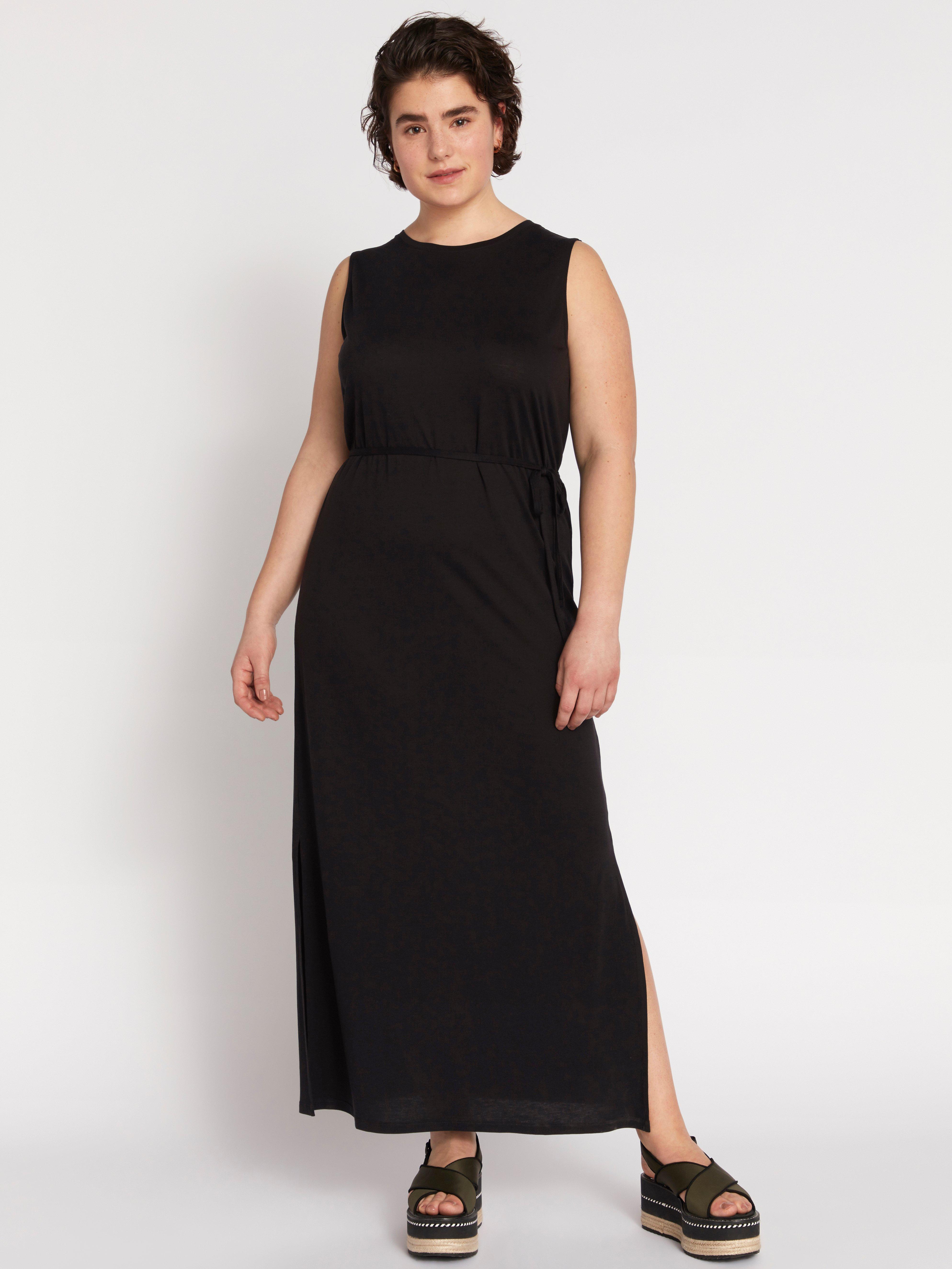 black jersey dress sleeveless