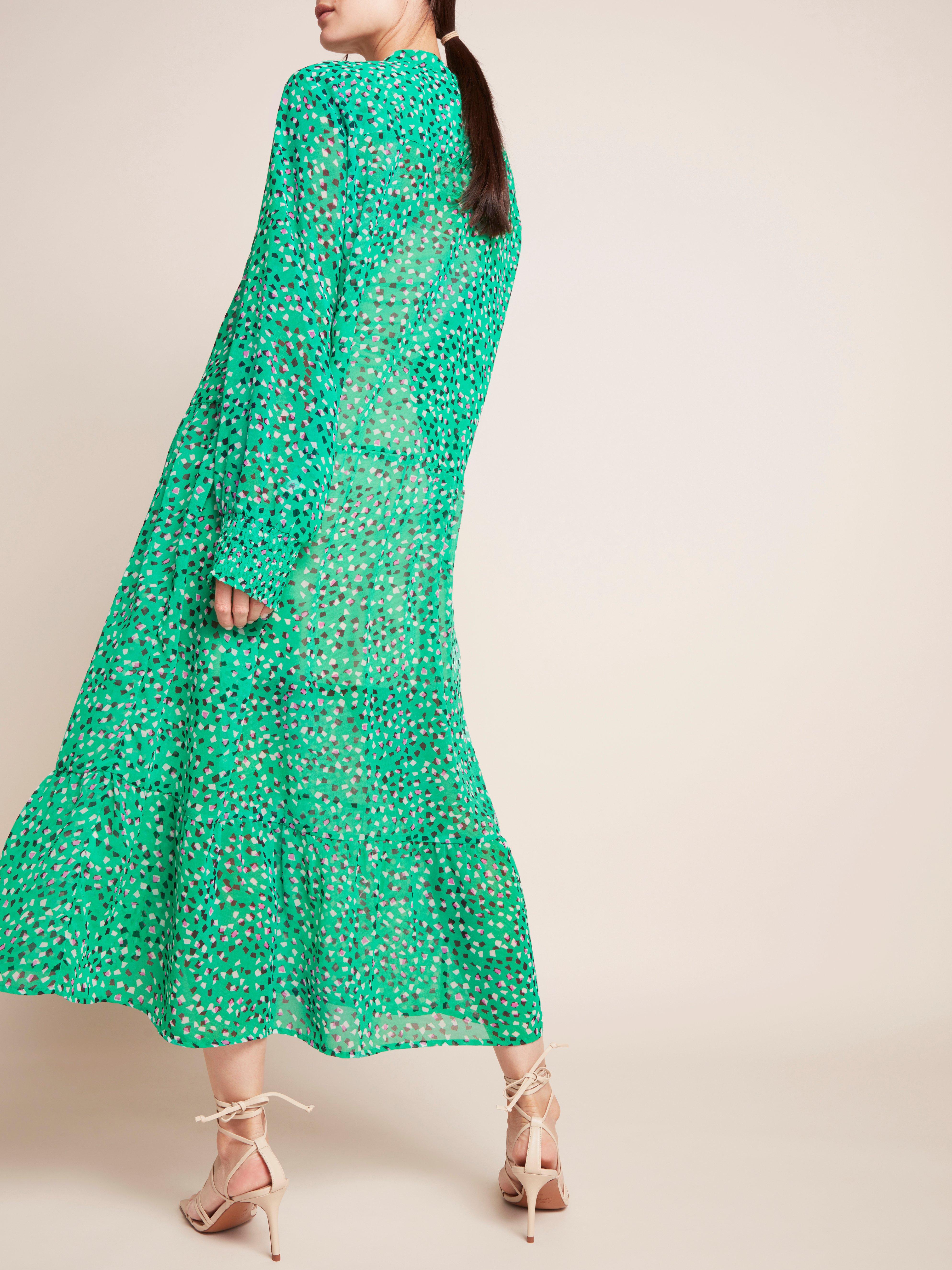 green patterned maxi dress