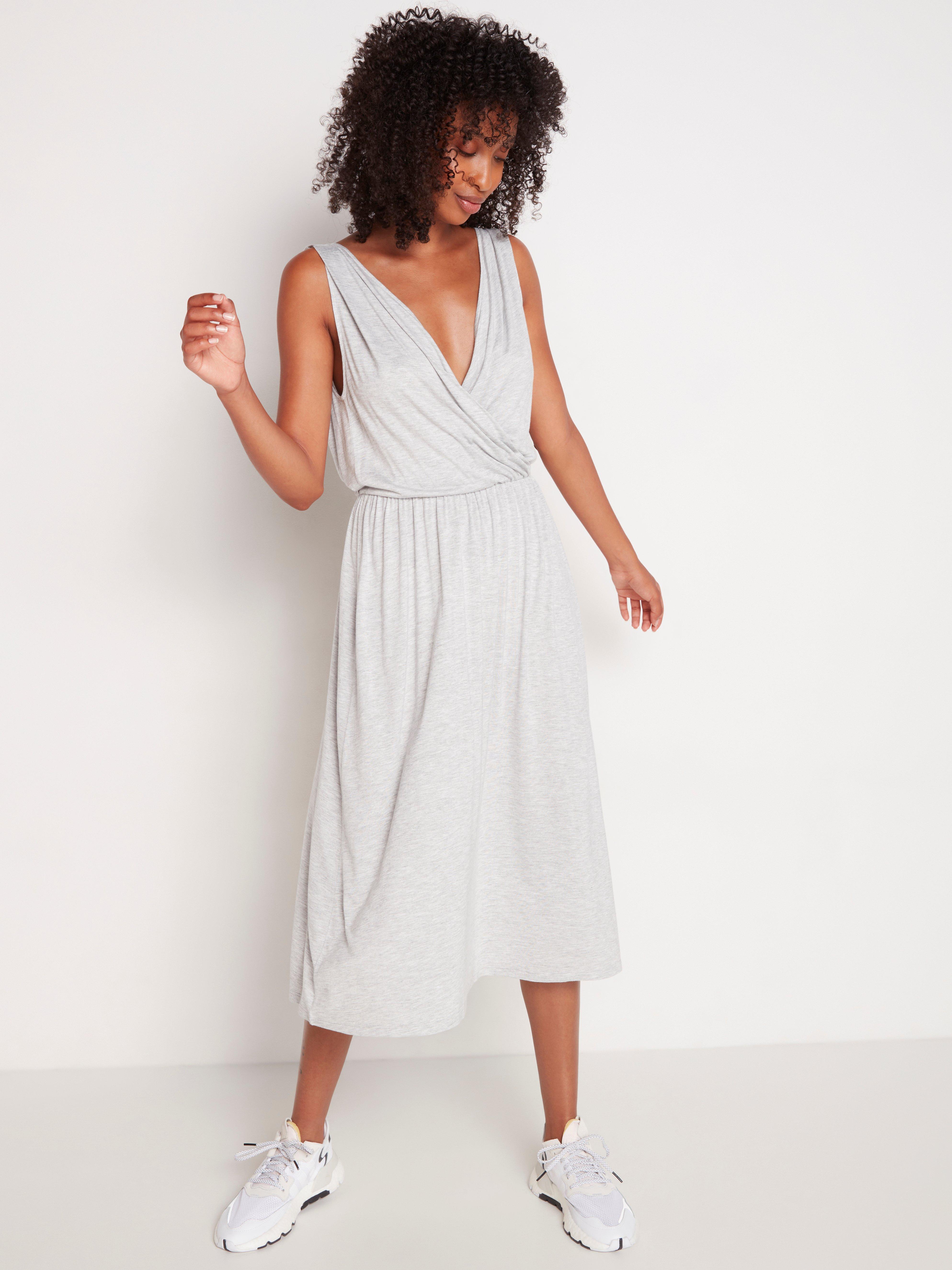 Draped v neck clearance dress