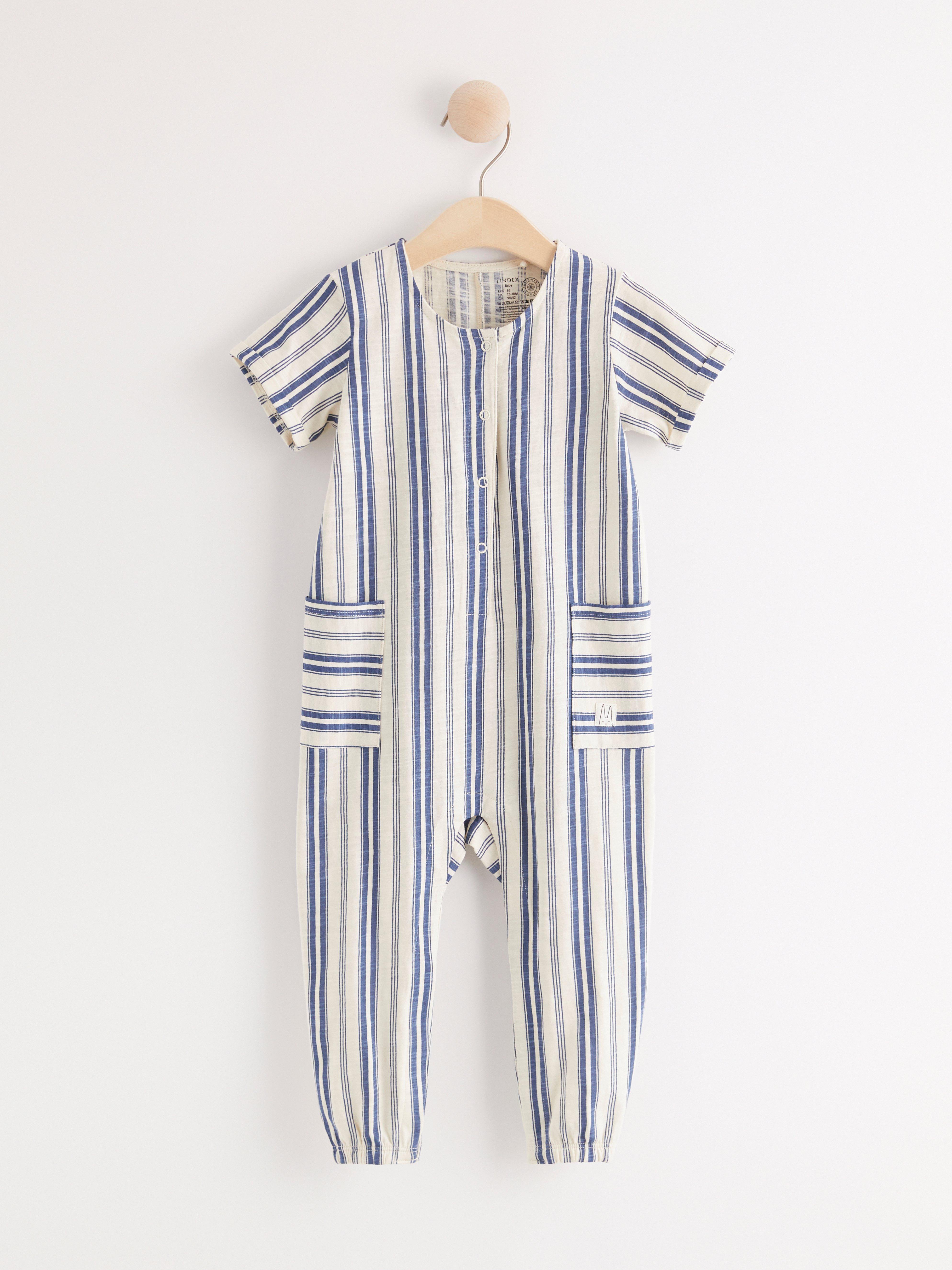 short sleeve striped jumpsuit