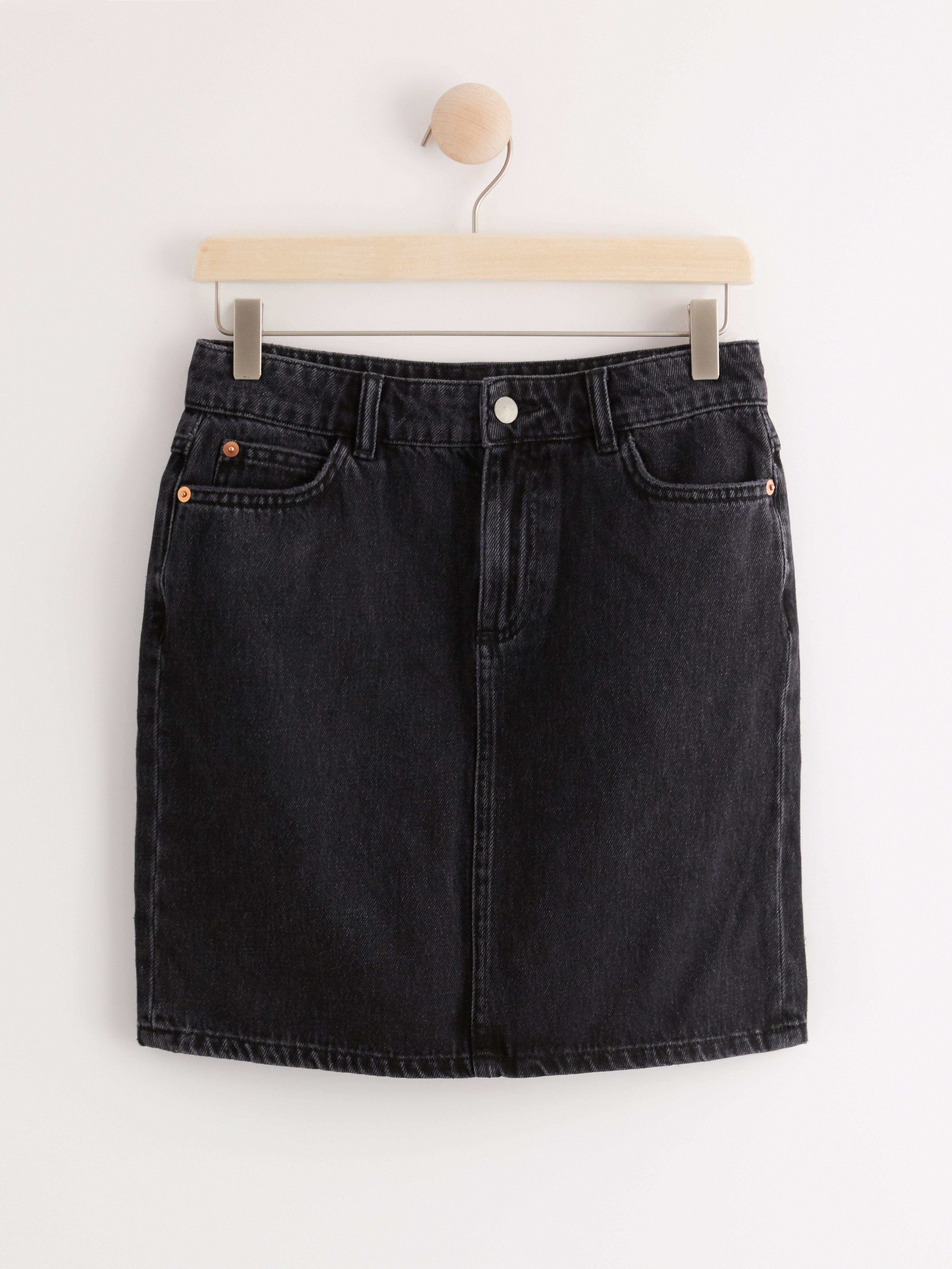 black denim skirt next