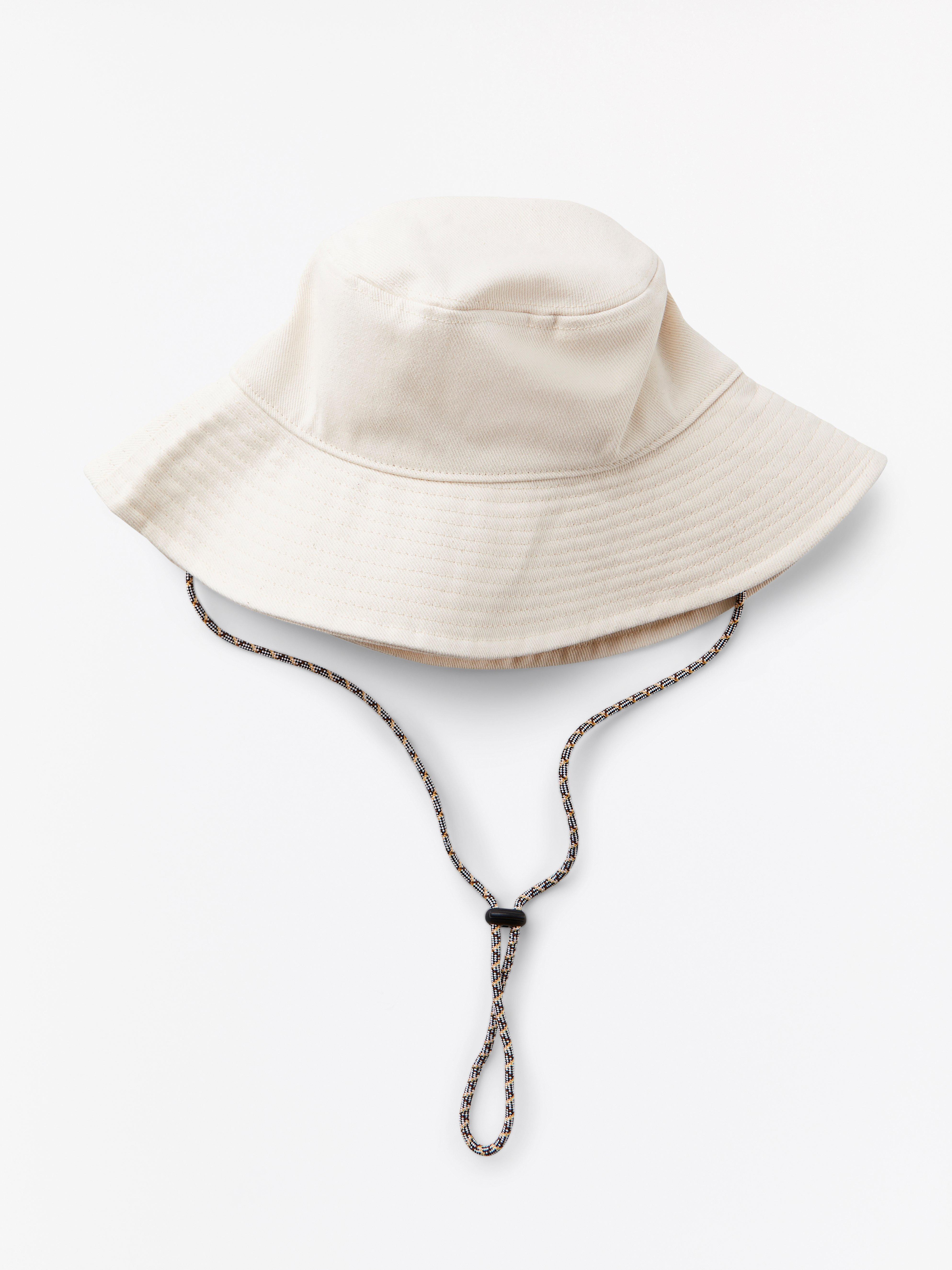 Bucket hat hot sale with drawstring