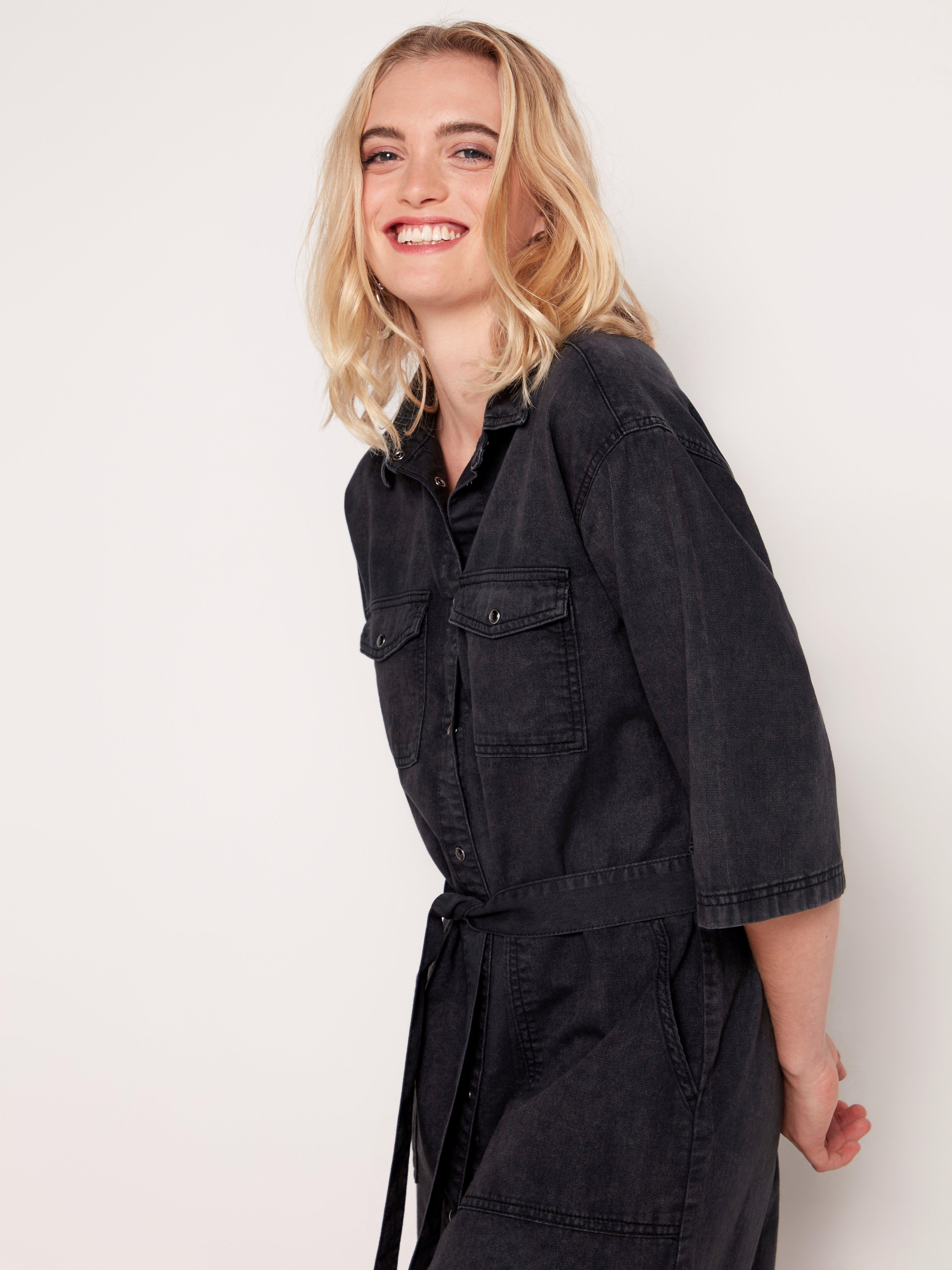 dark denim shirt dress