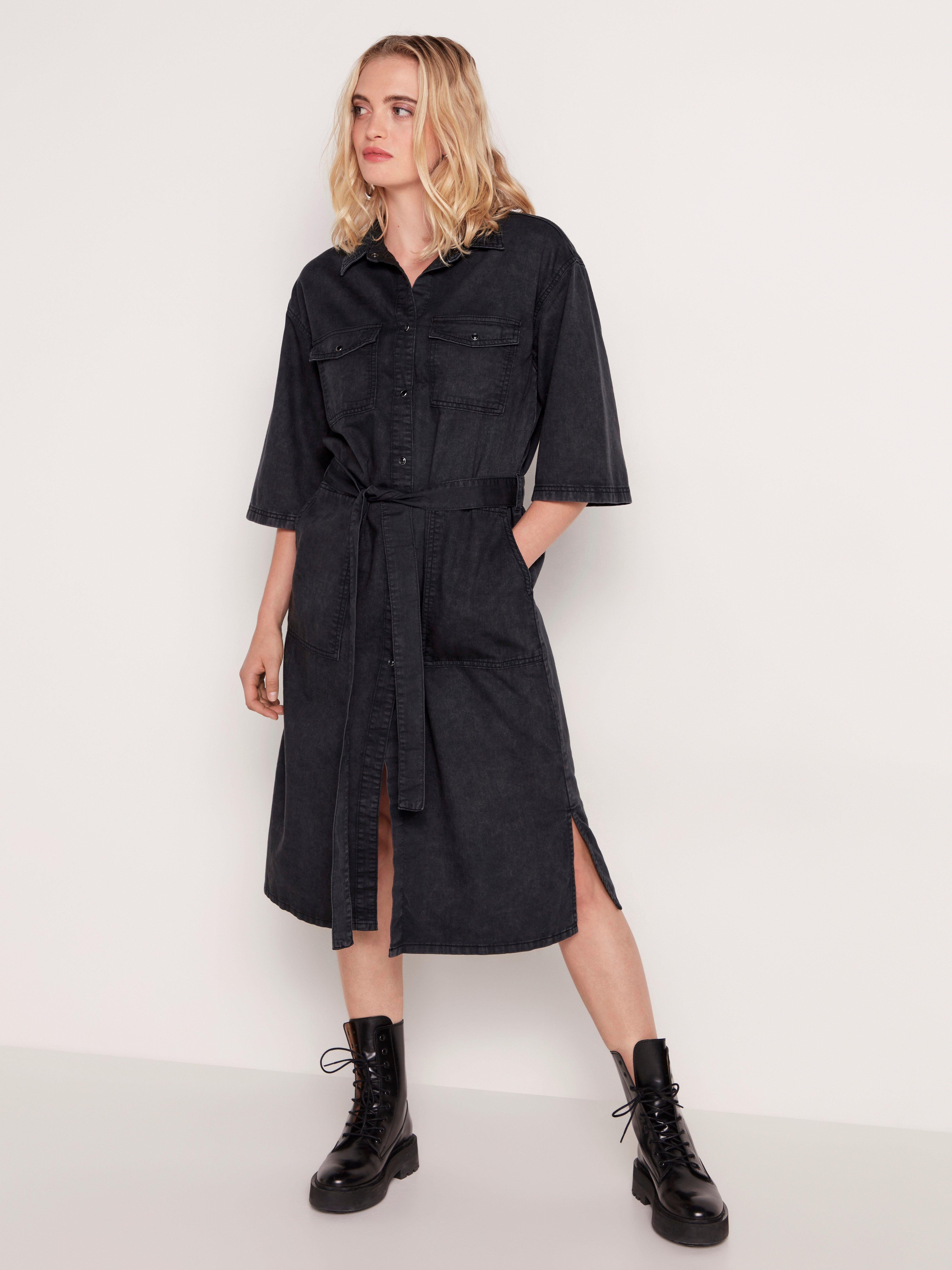 black dress denim shirt