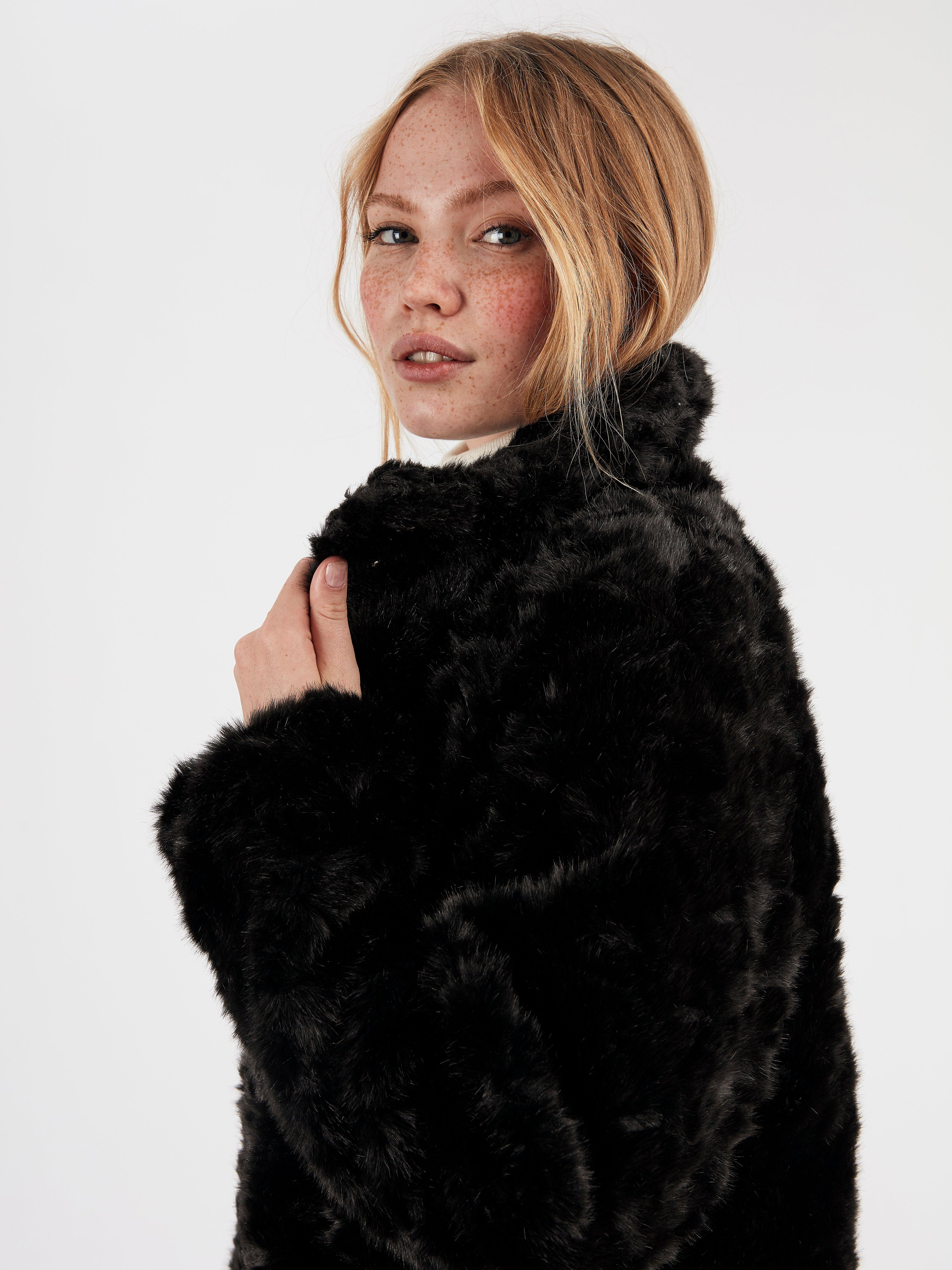 Black Fake Fur Coat Lindex Europe