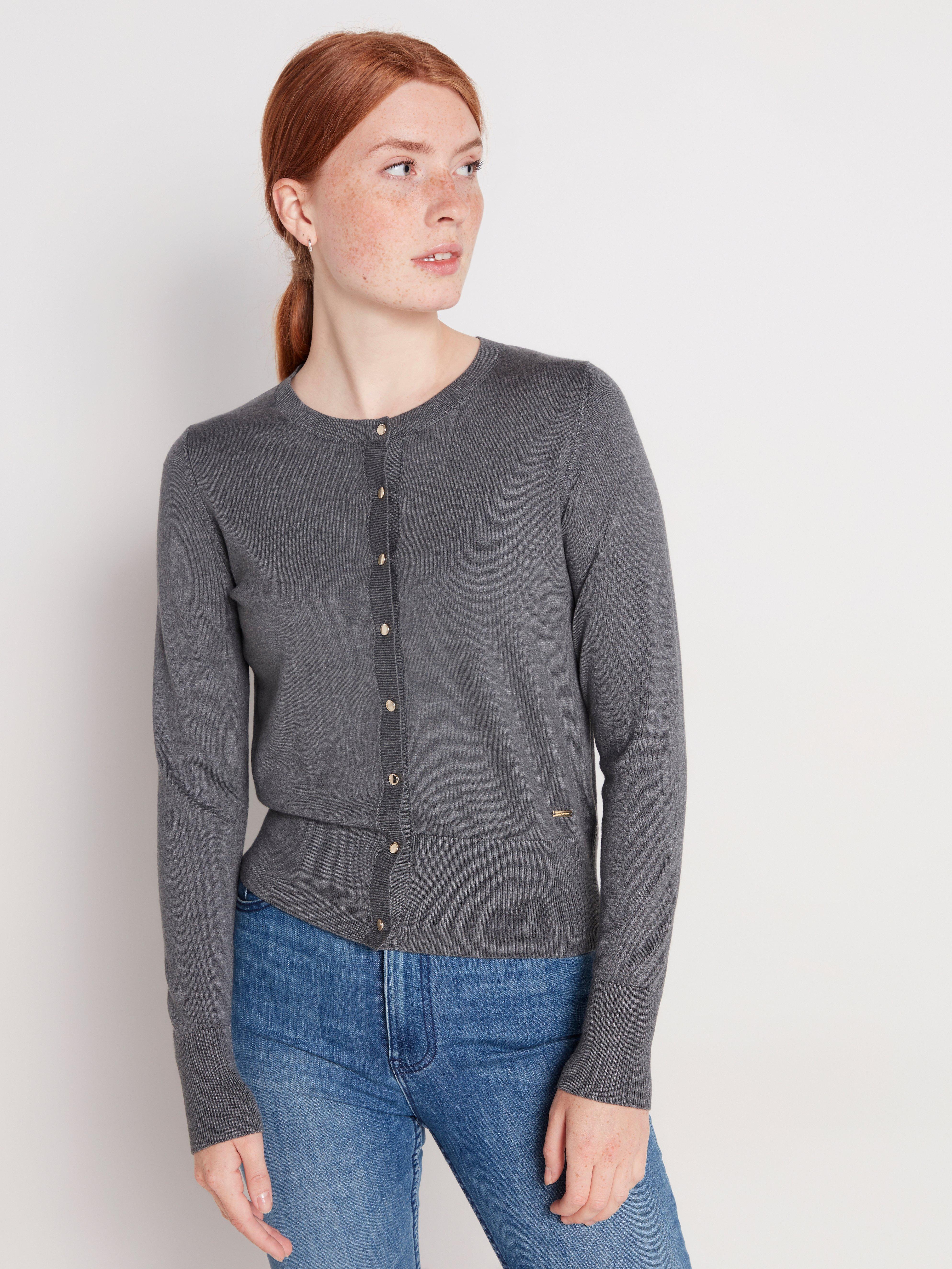 grey fine knit cardigan