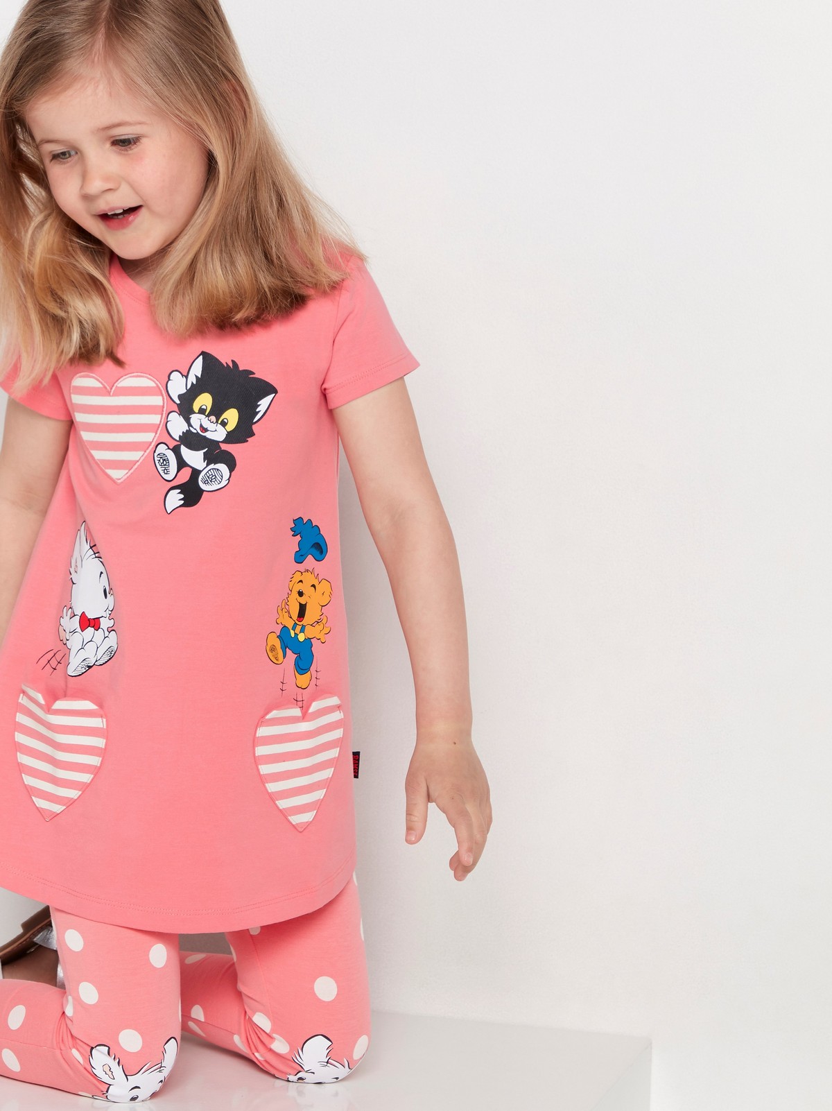 Vaaleanpunainen tunika, jossa Bamse painatus | Lindex Vaaleanpunainen mekko, jossa Bamse painatus | Lindex