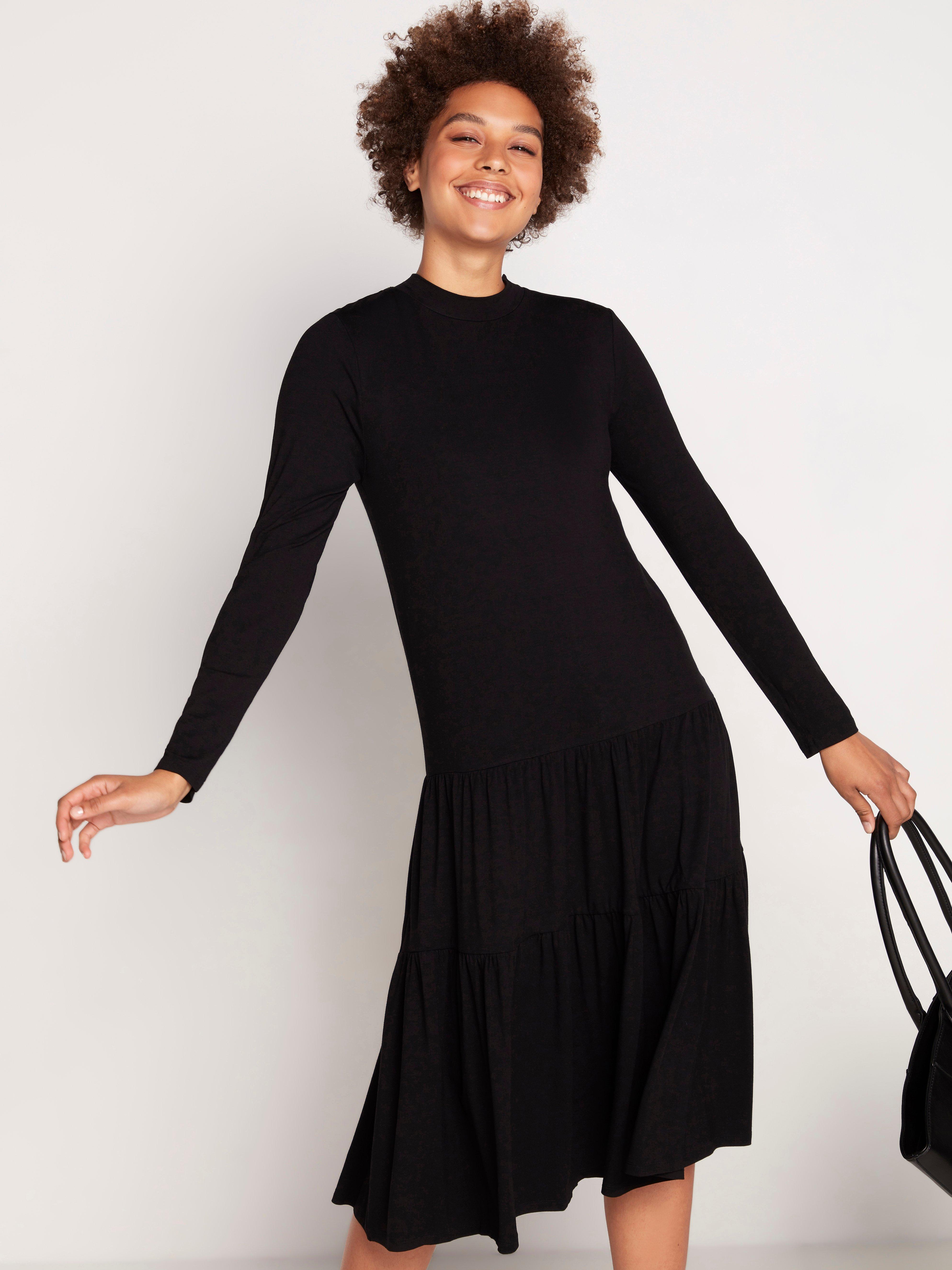 black jersey dress long sleeve