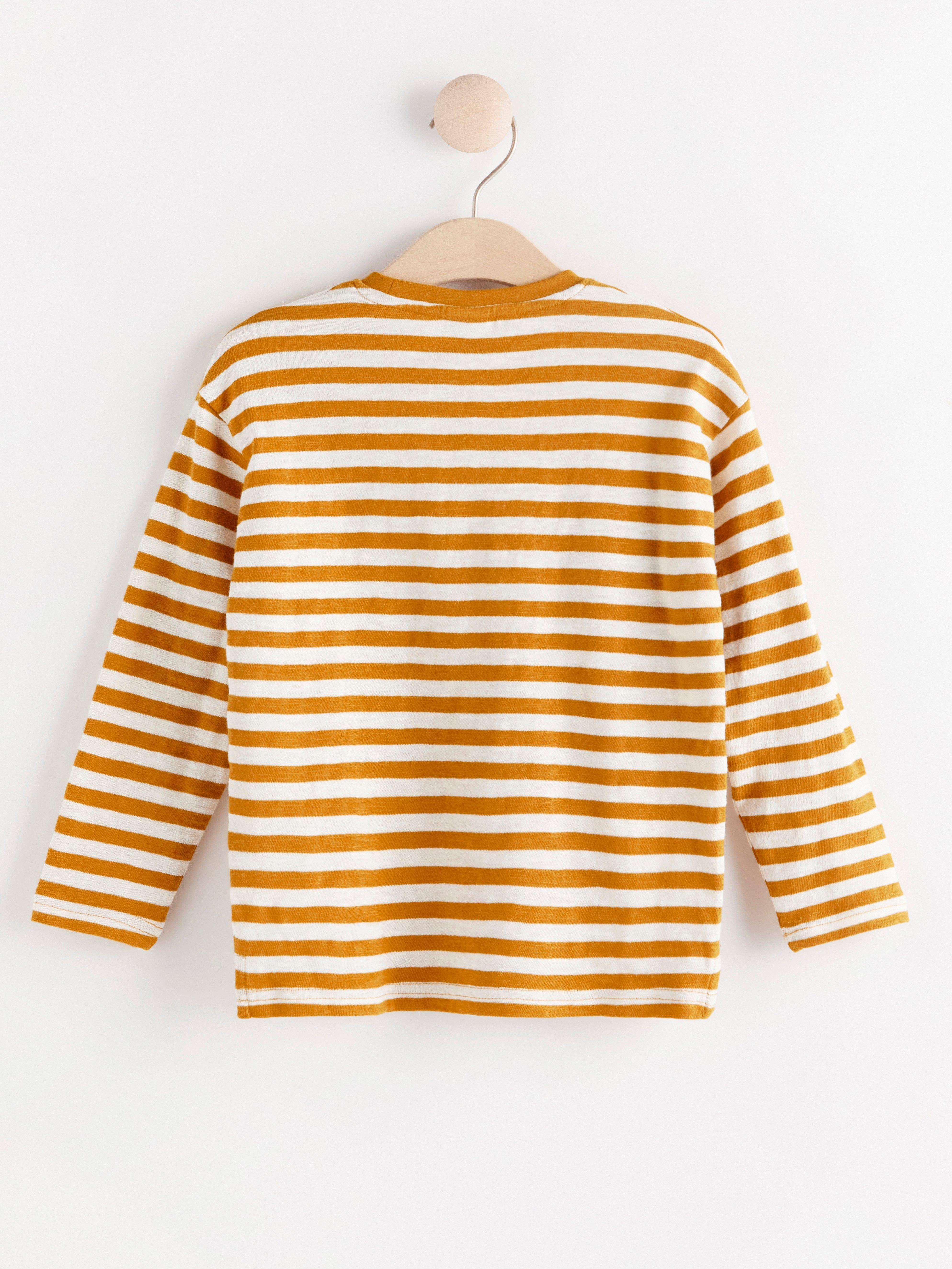 yellow striped long sleeve top