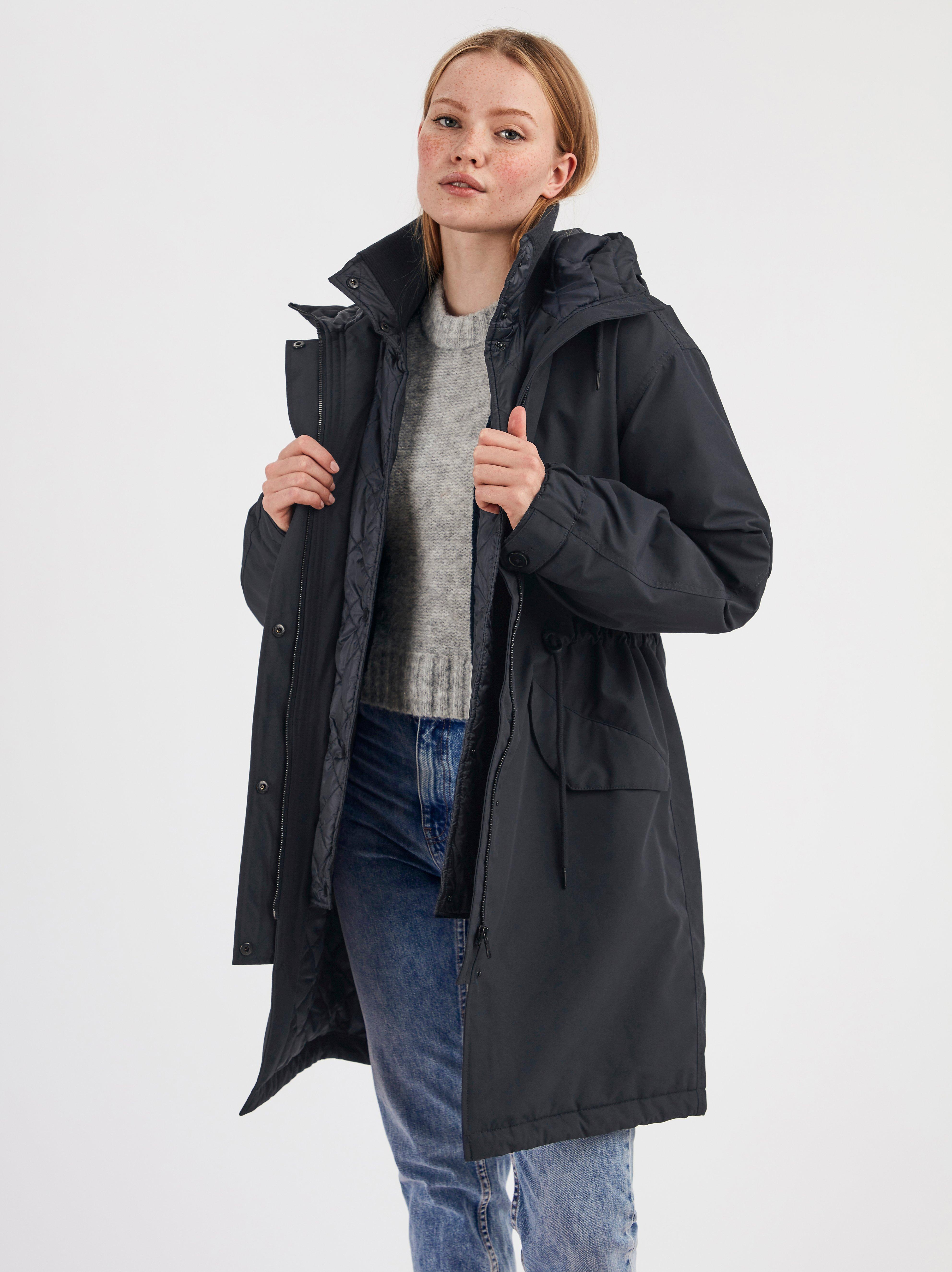 blue hooded parka