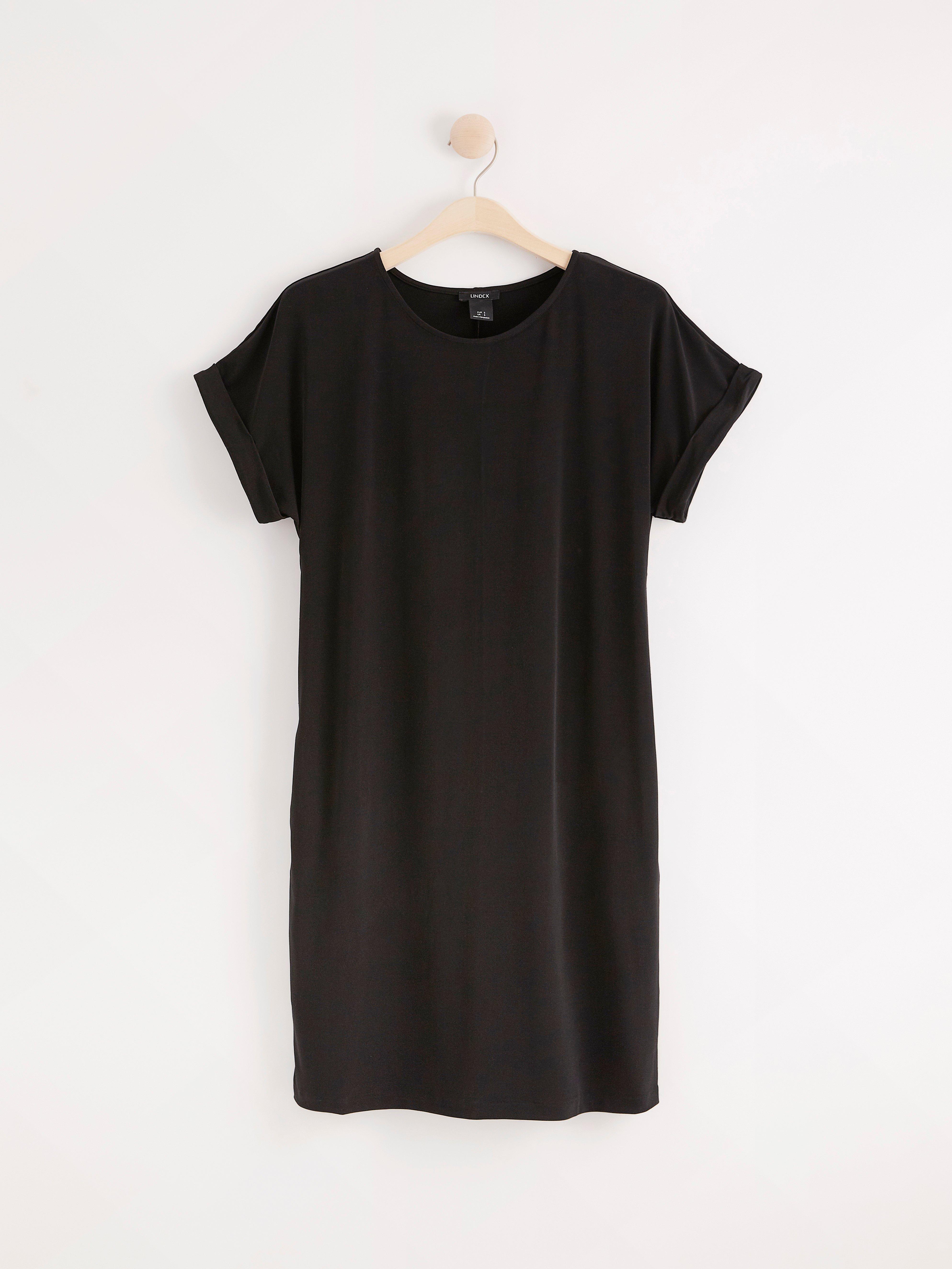black glitter long dress Shop Building Block T-Shirt Swing Dress - Black | Kowtow Clothing main image 0