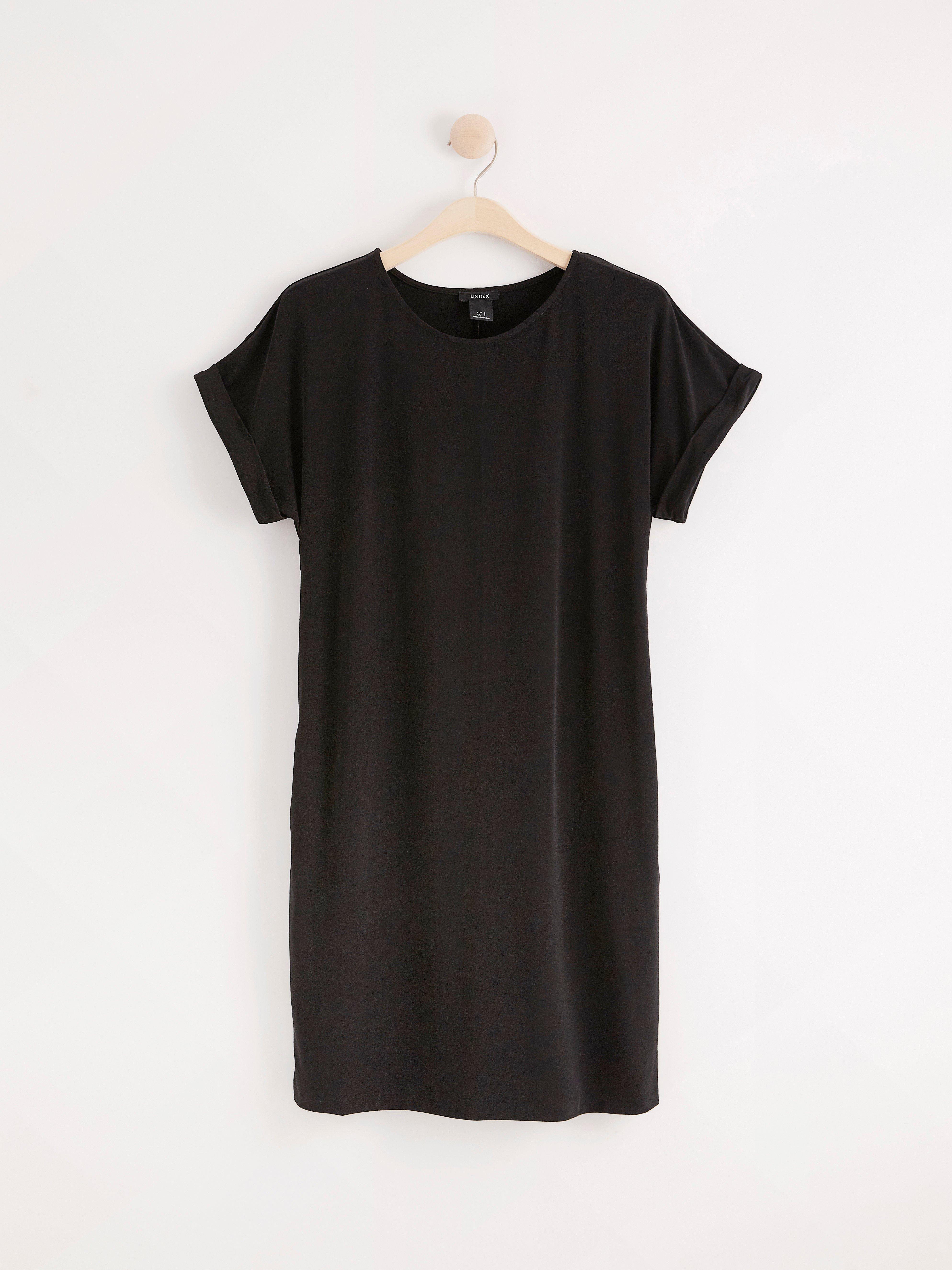 black shirt dress short sleeve