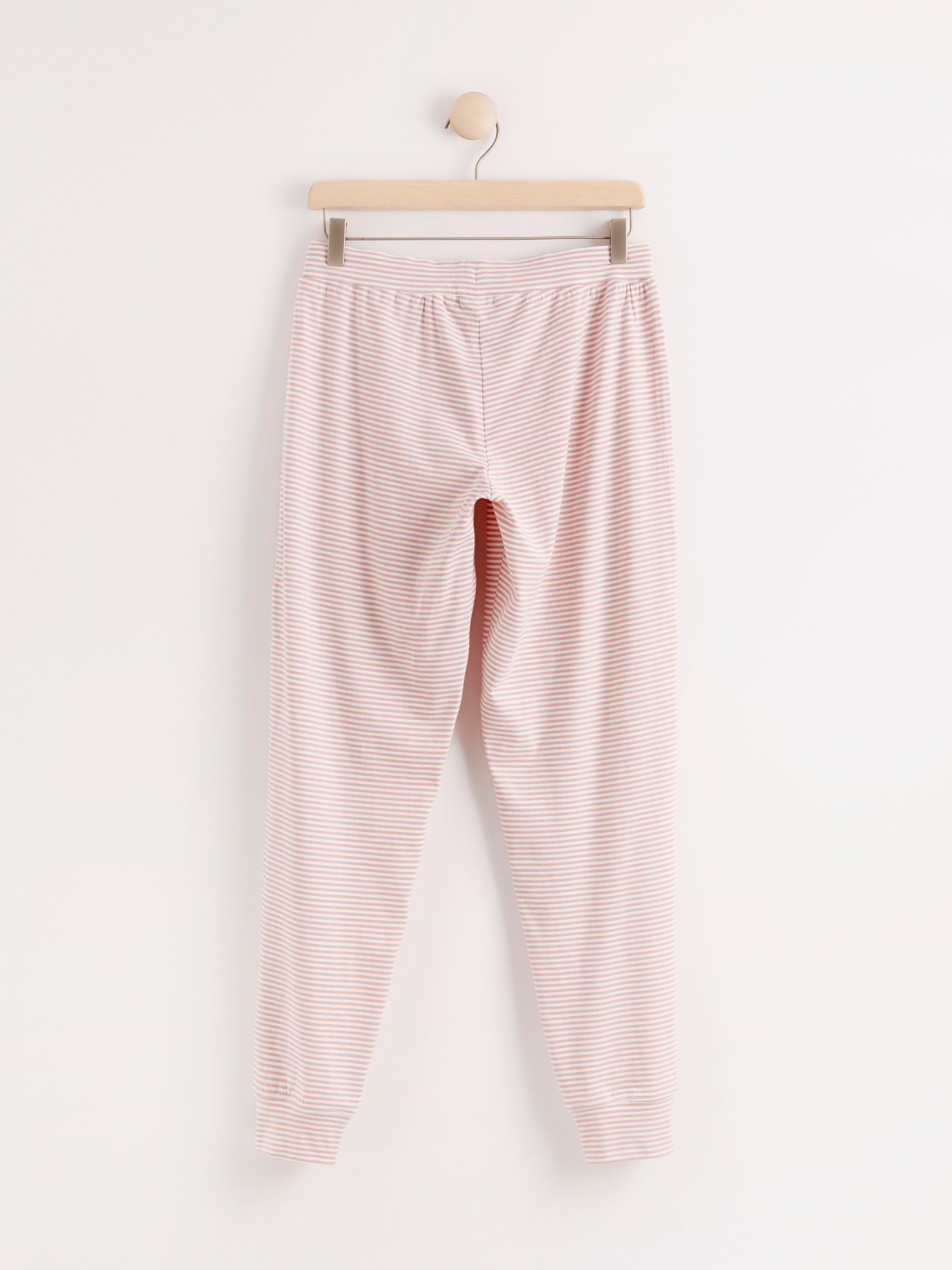 pink striped trousers