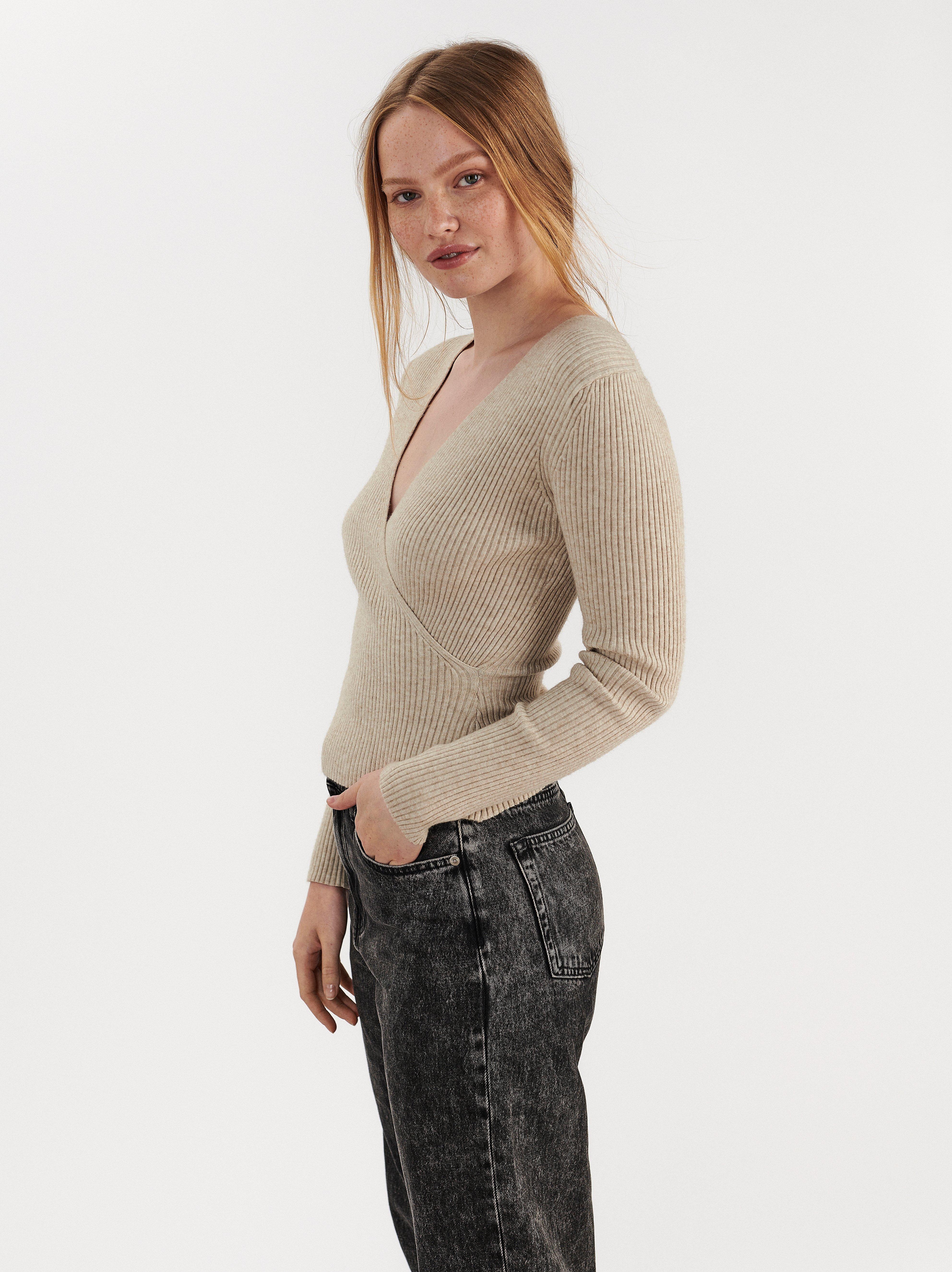 v neck wrap jumper