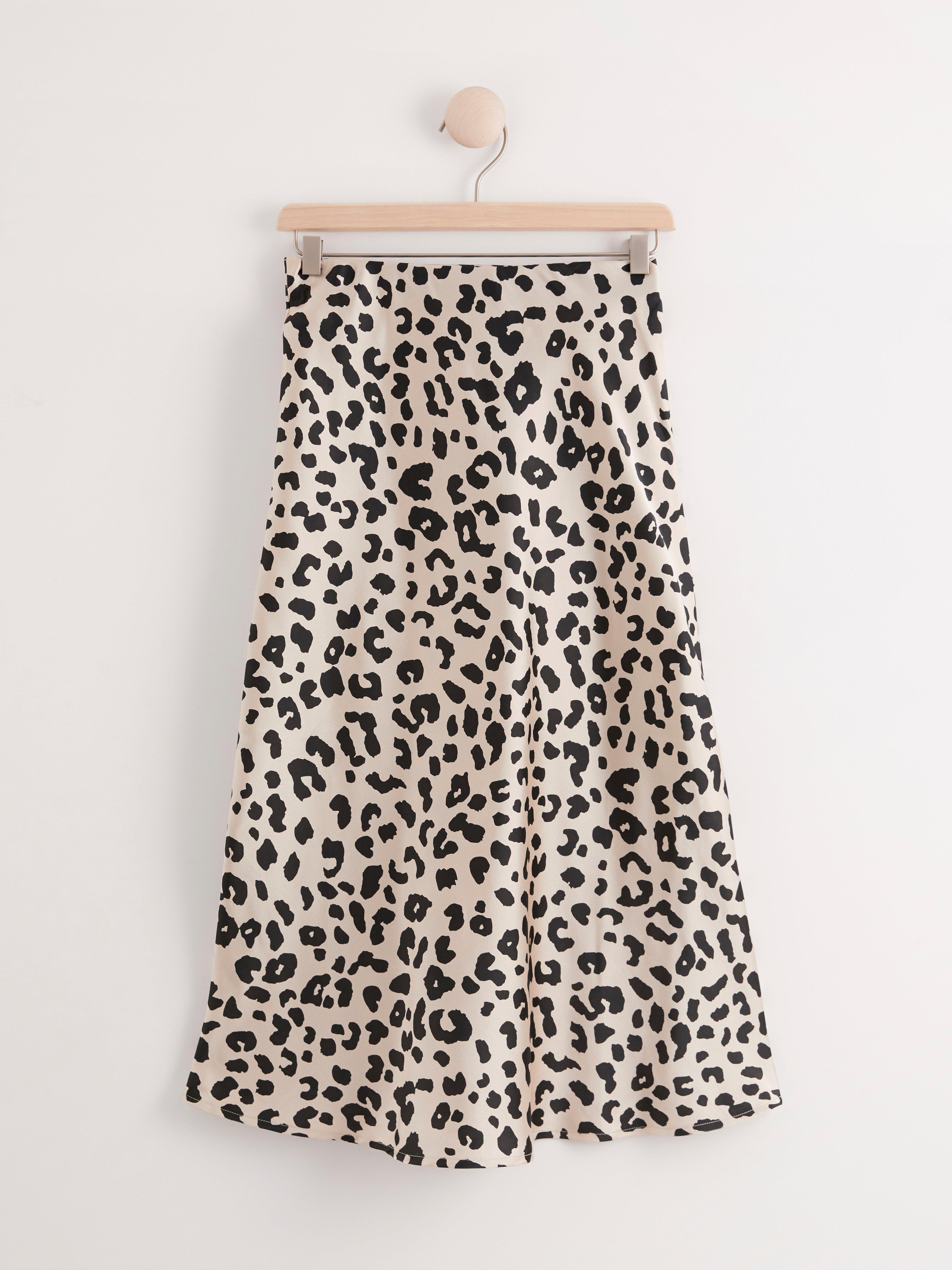 animal print midi skirt elastic waist