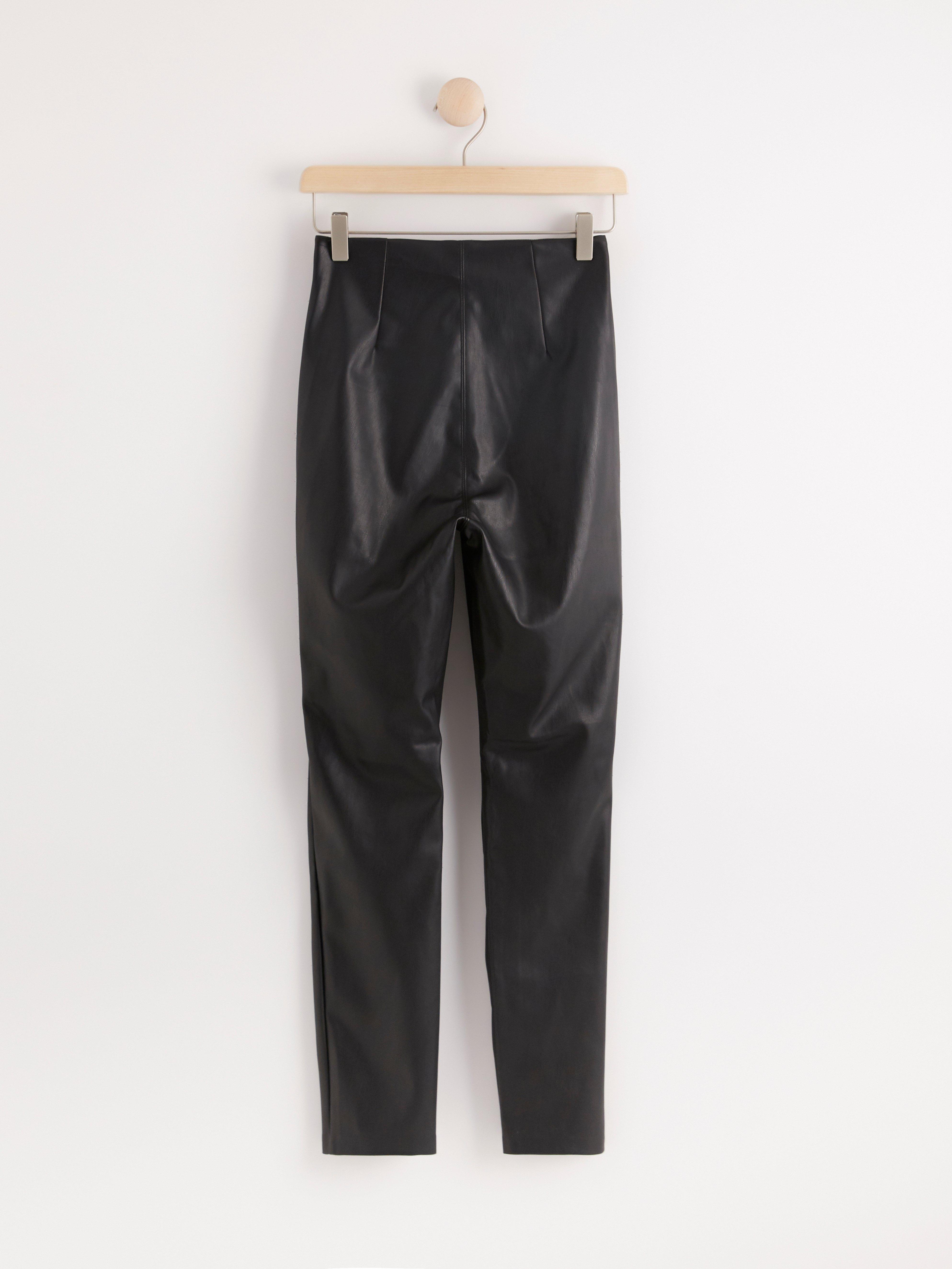 High waist imitation leather trousers | Lindex Latvia