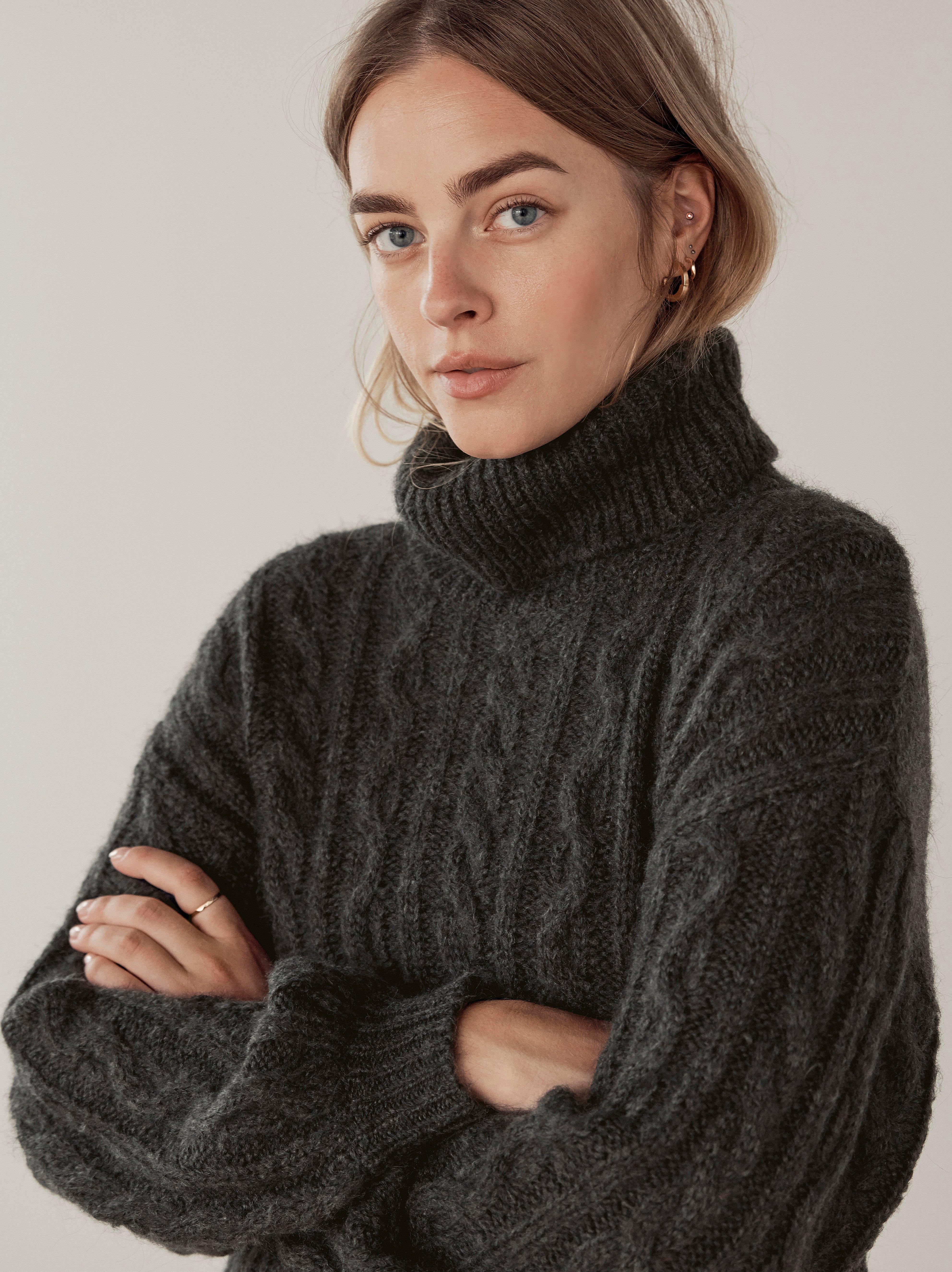 cable knit roll neck jumper
