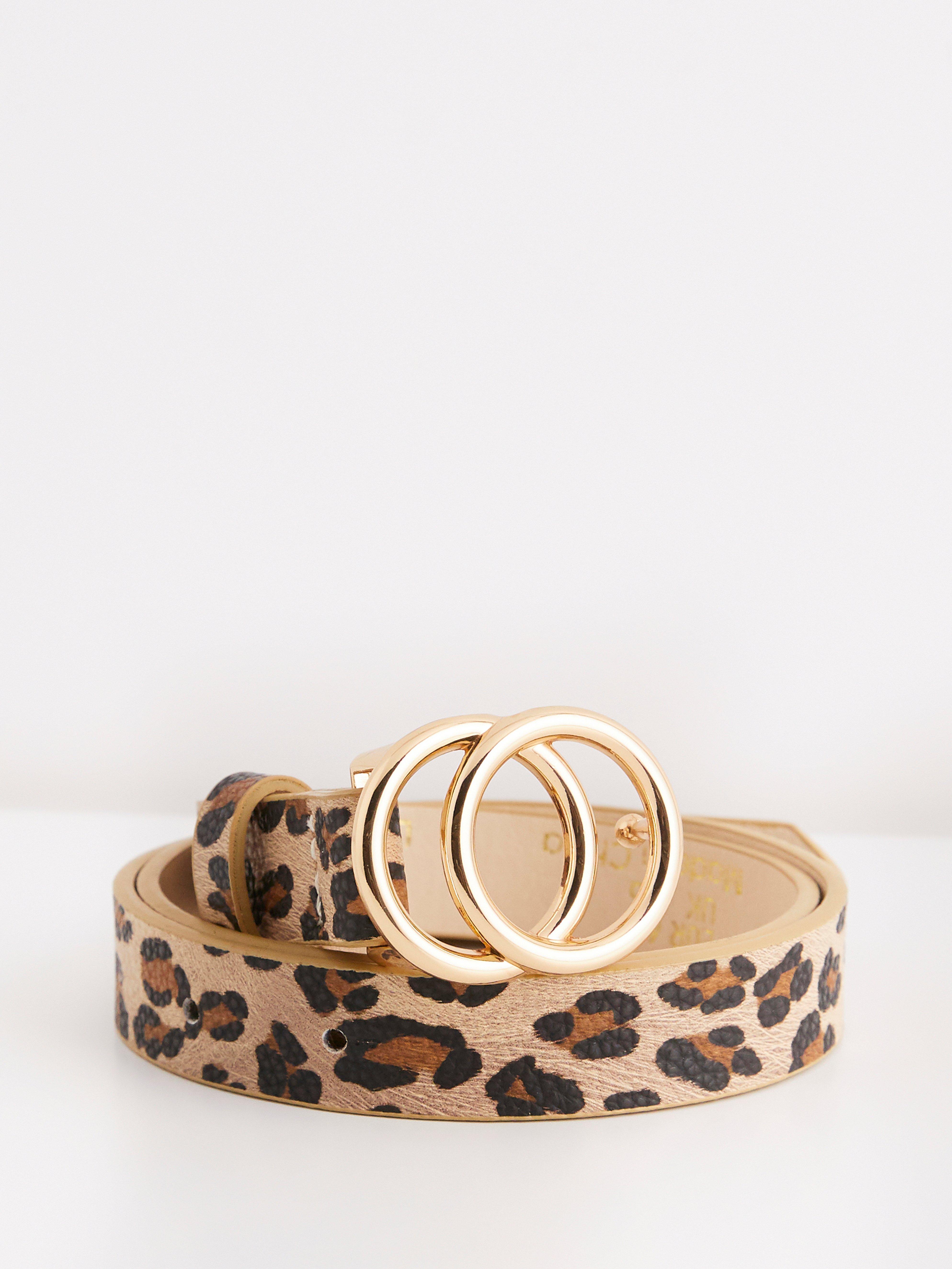 Leopard print belt with gold coloured buckle Lindex UK