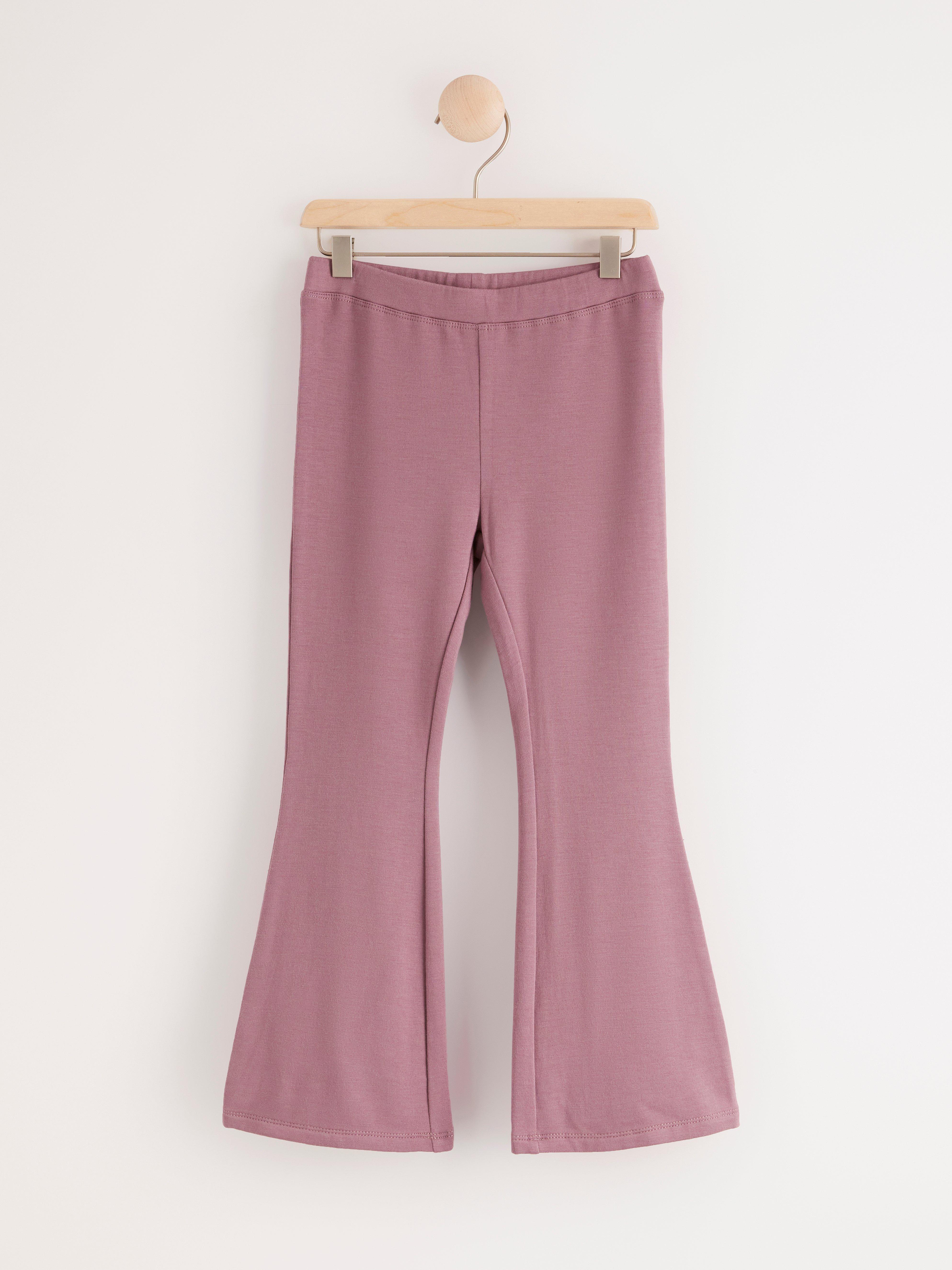 lilac flared trousers