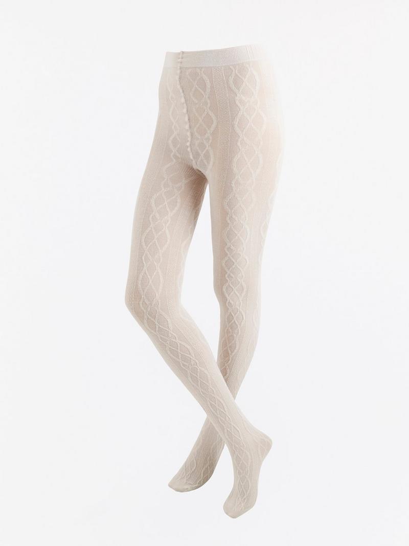 Cable knit tights in wool blend