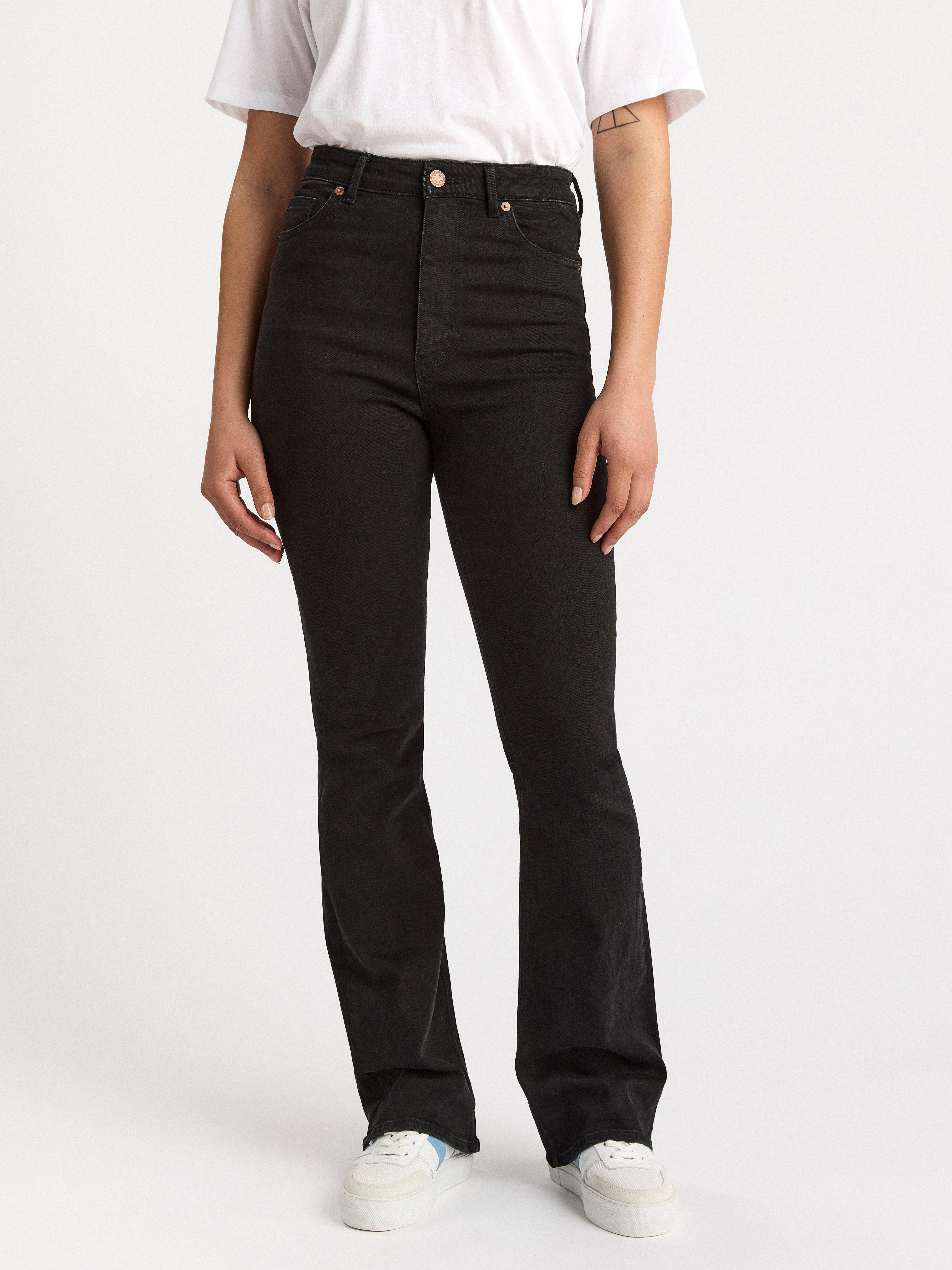 high waisted black jeans flare