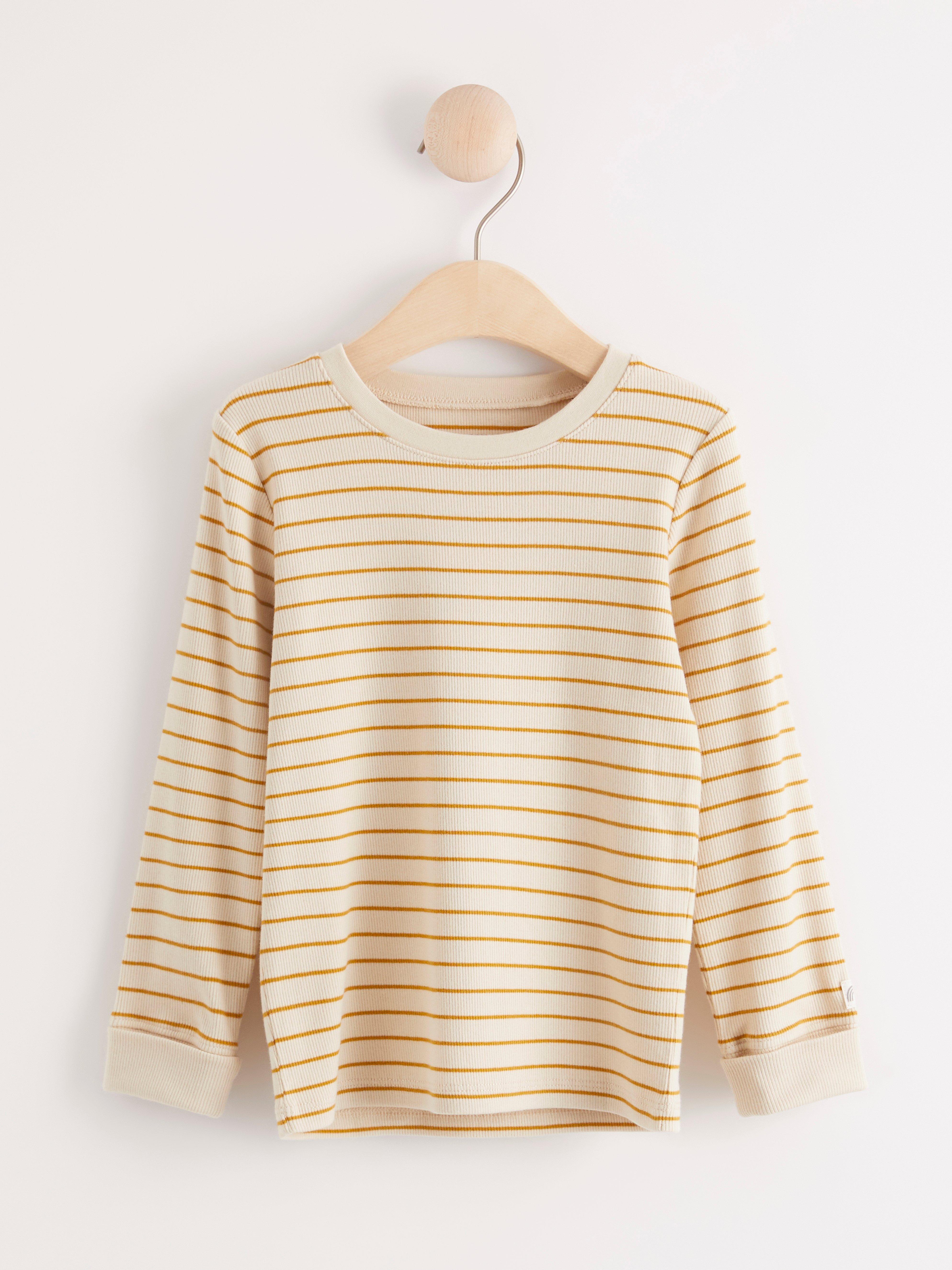 yellow striped long sleeve top