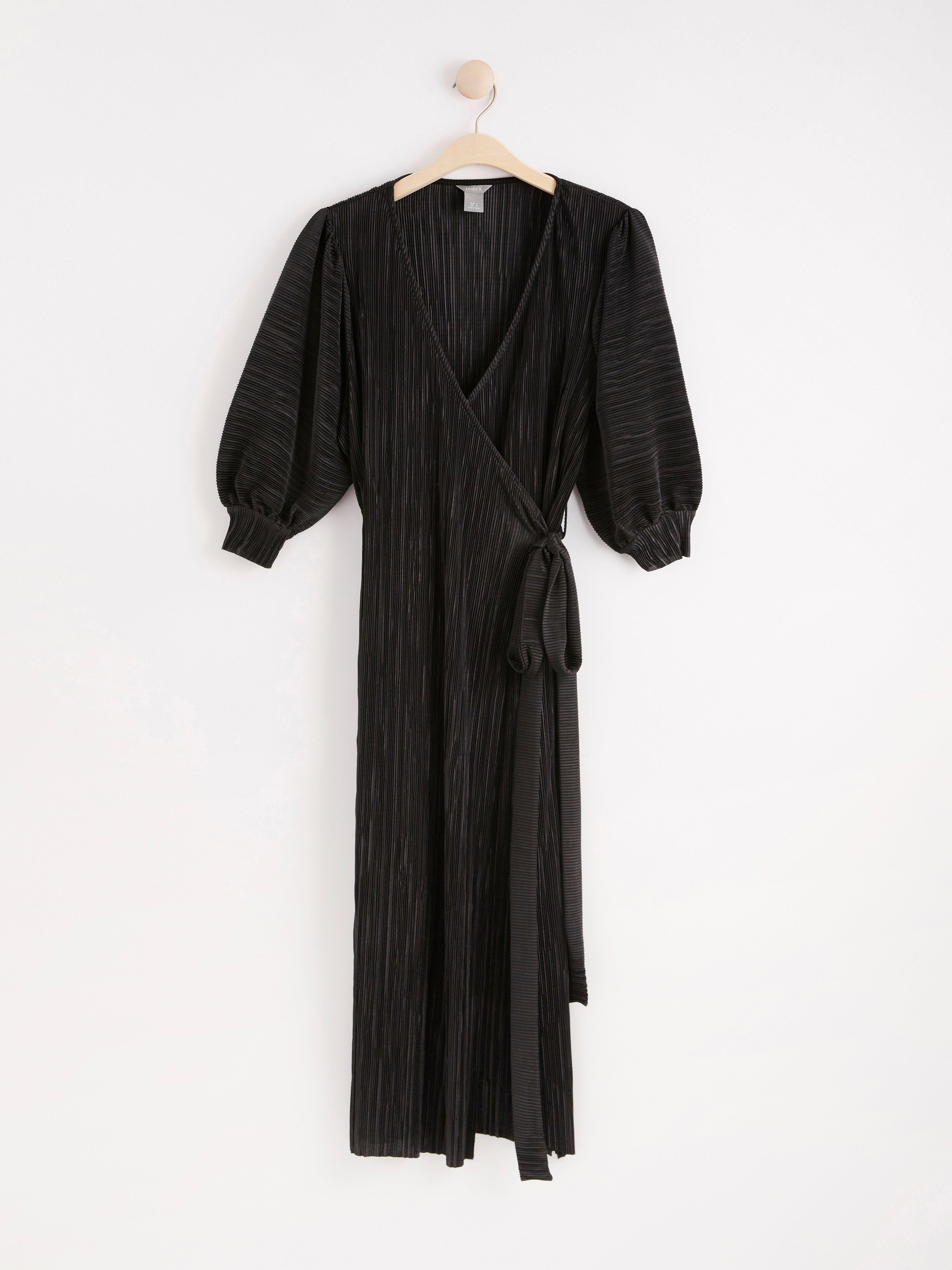 black pleated gown