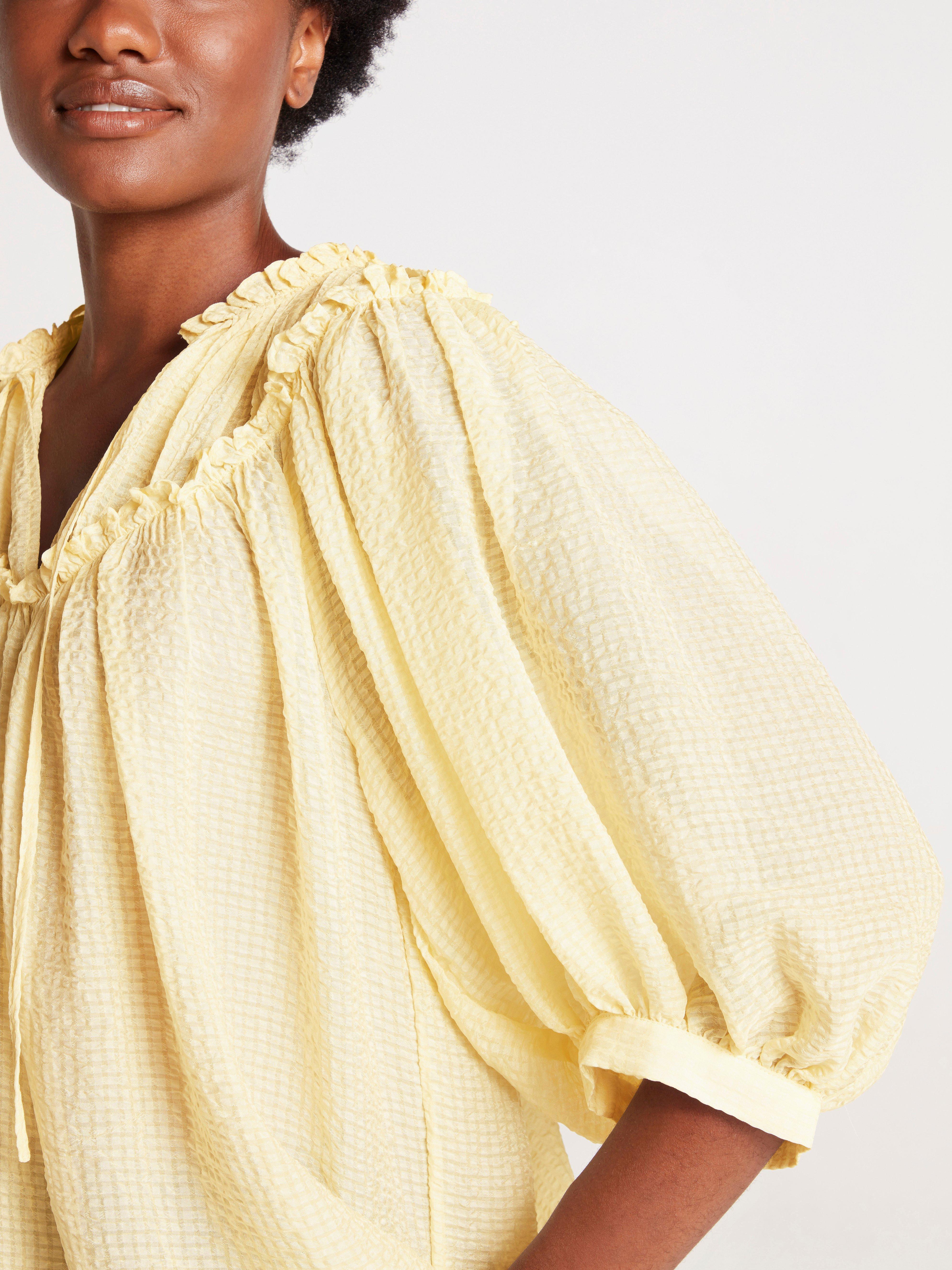 yellow puff sleeve blouse