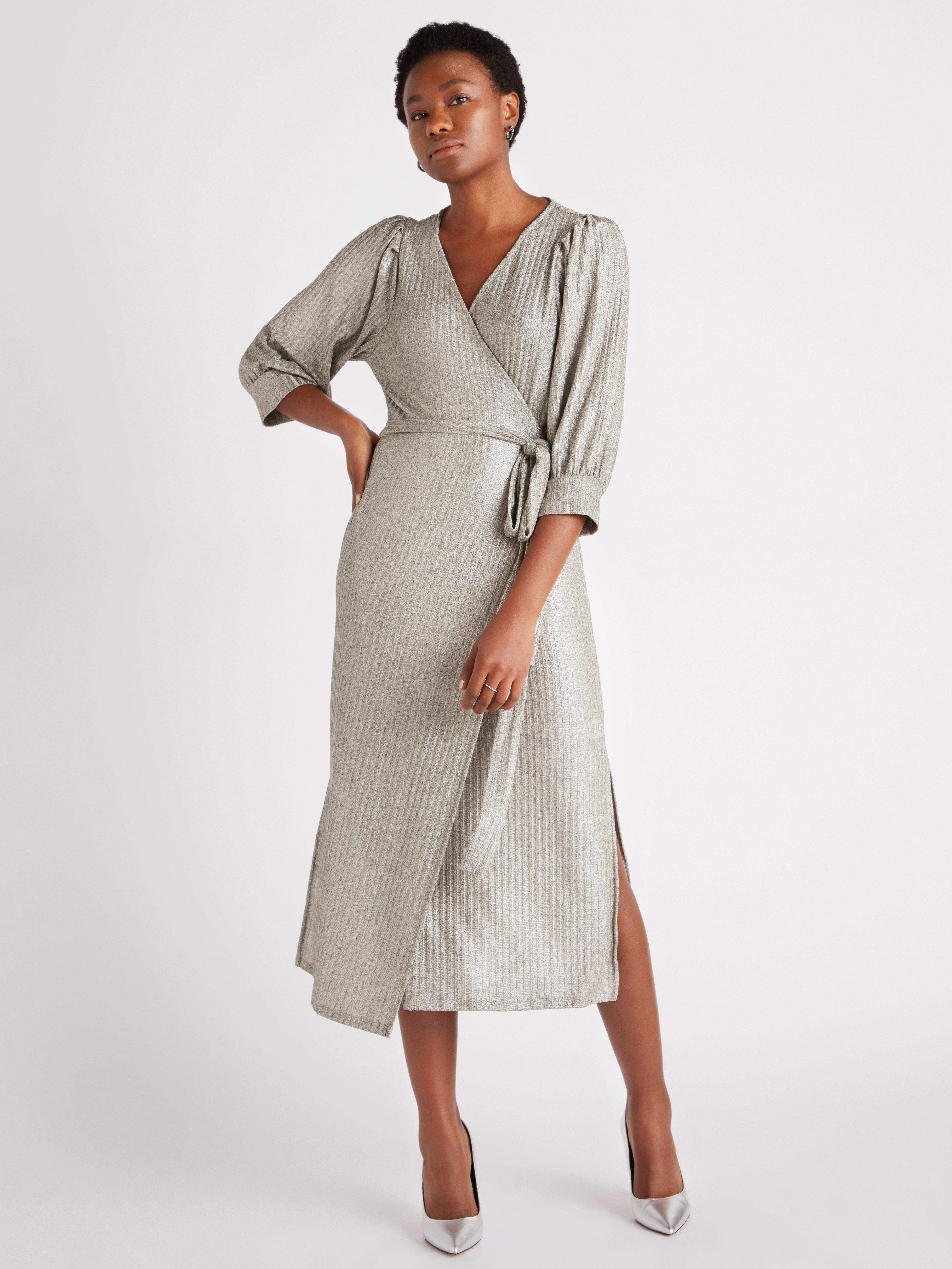 wrap dress silver