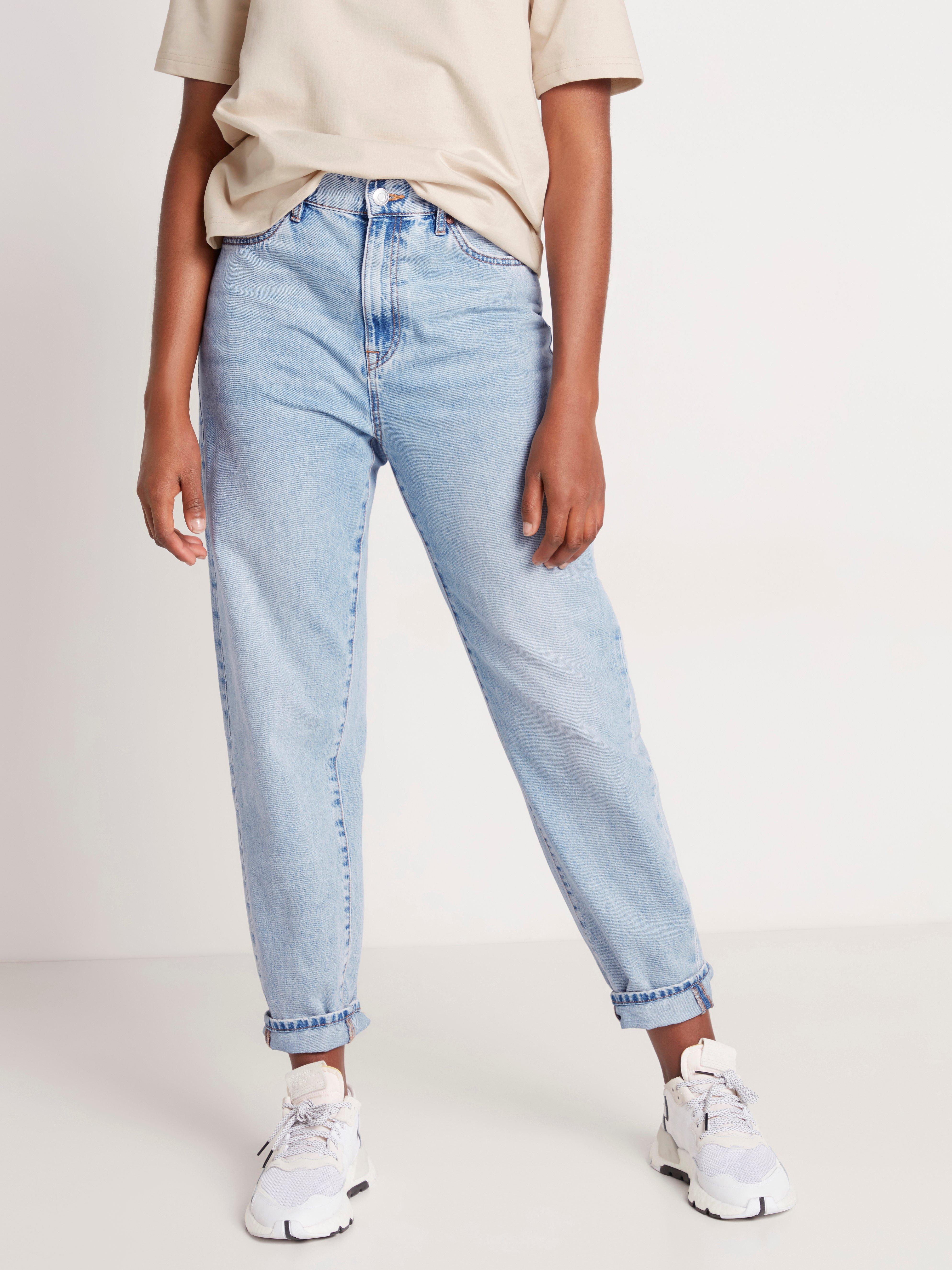 tapered leg mom fit jeans