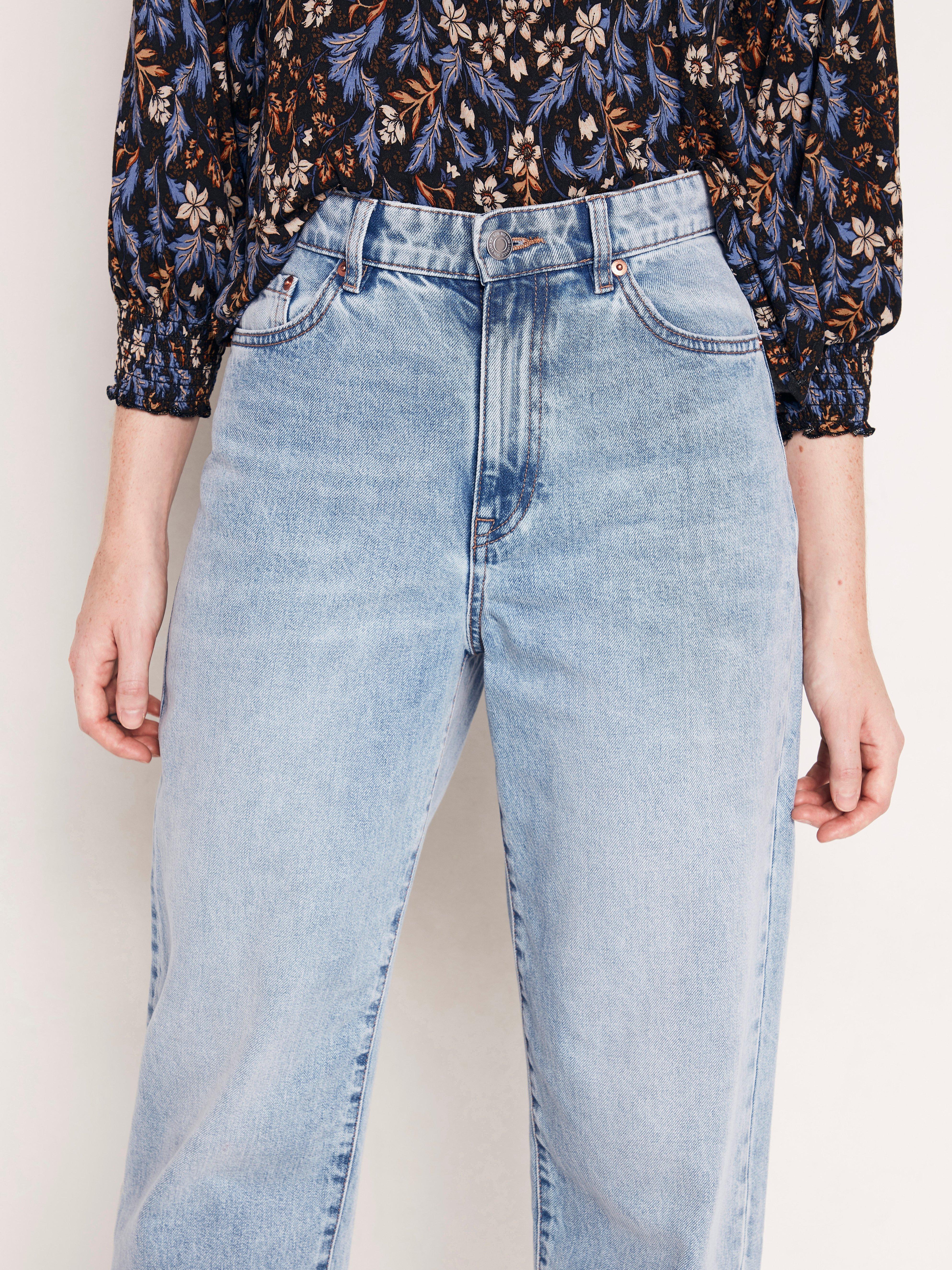 high waist denim trousers