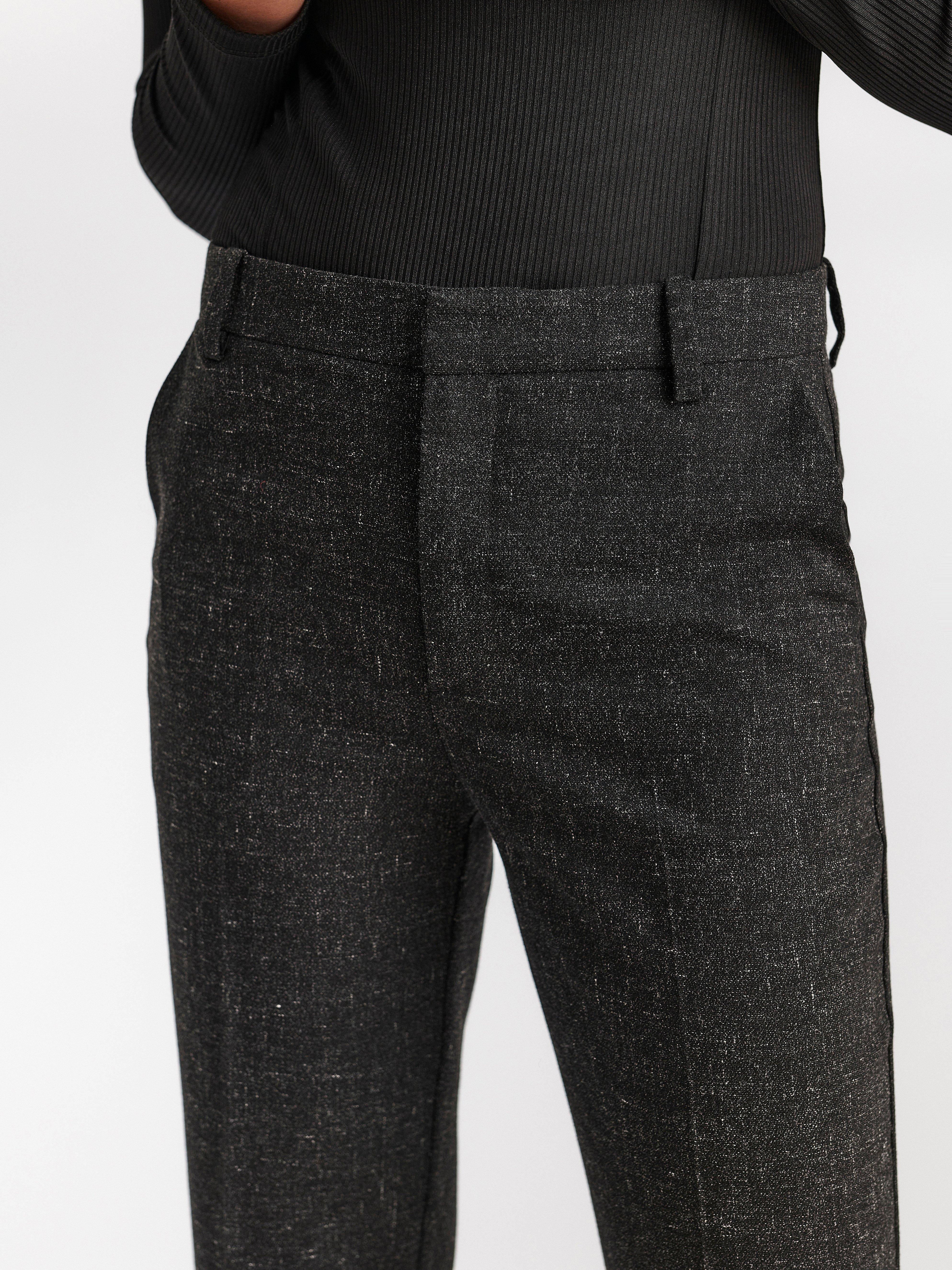 black flared high waisted trousers