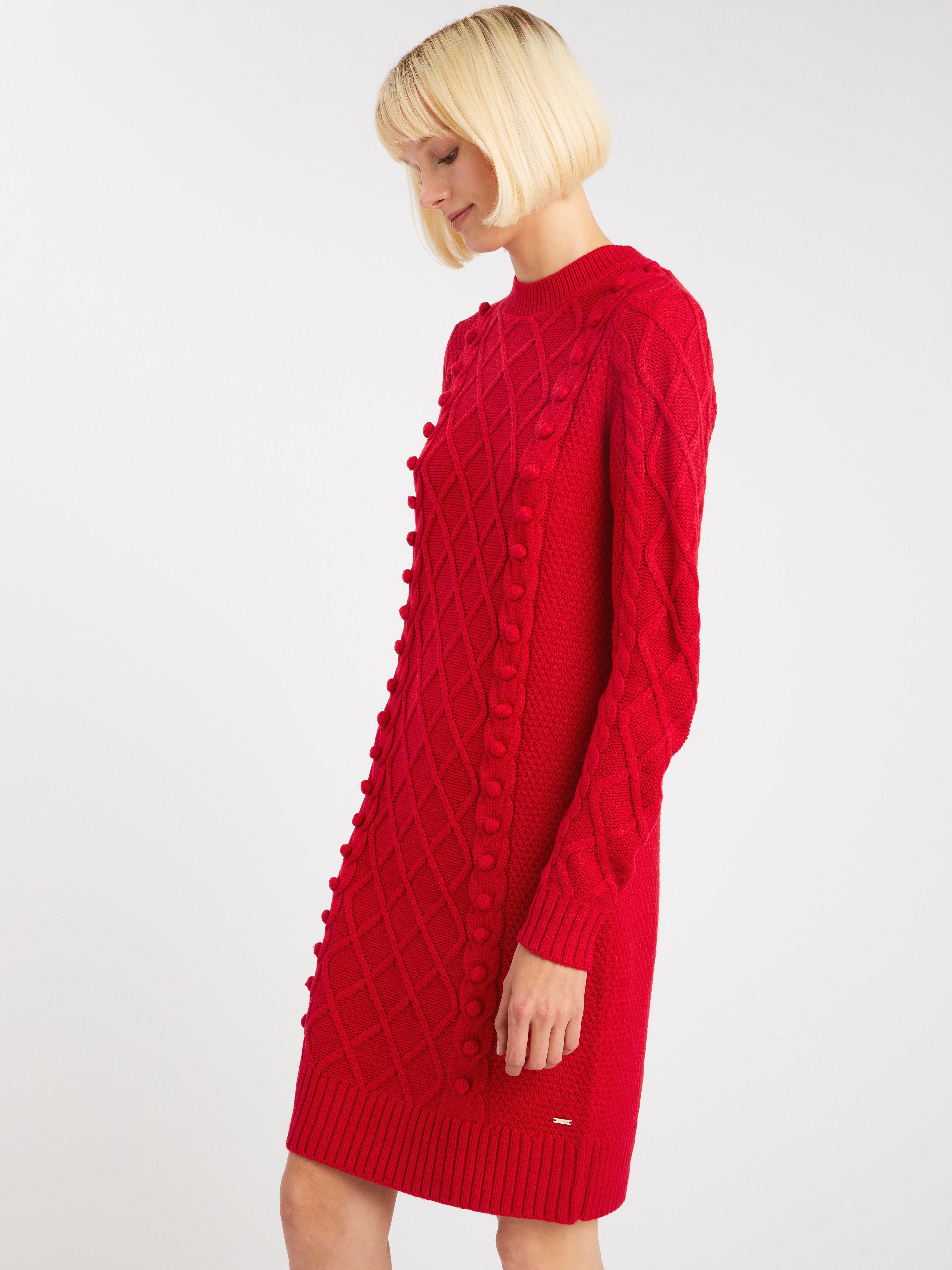 red cable knit