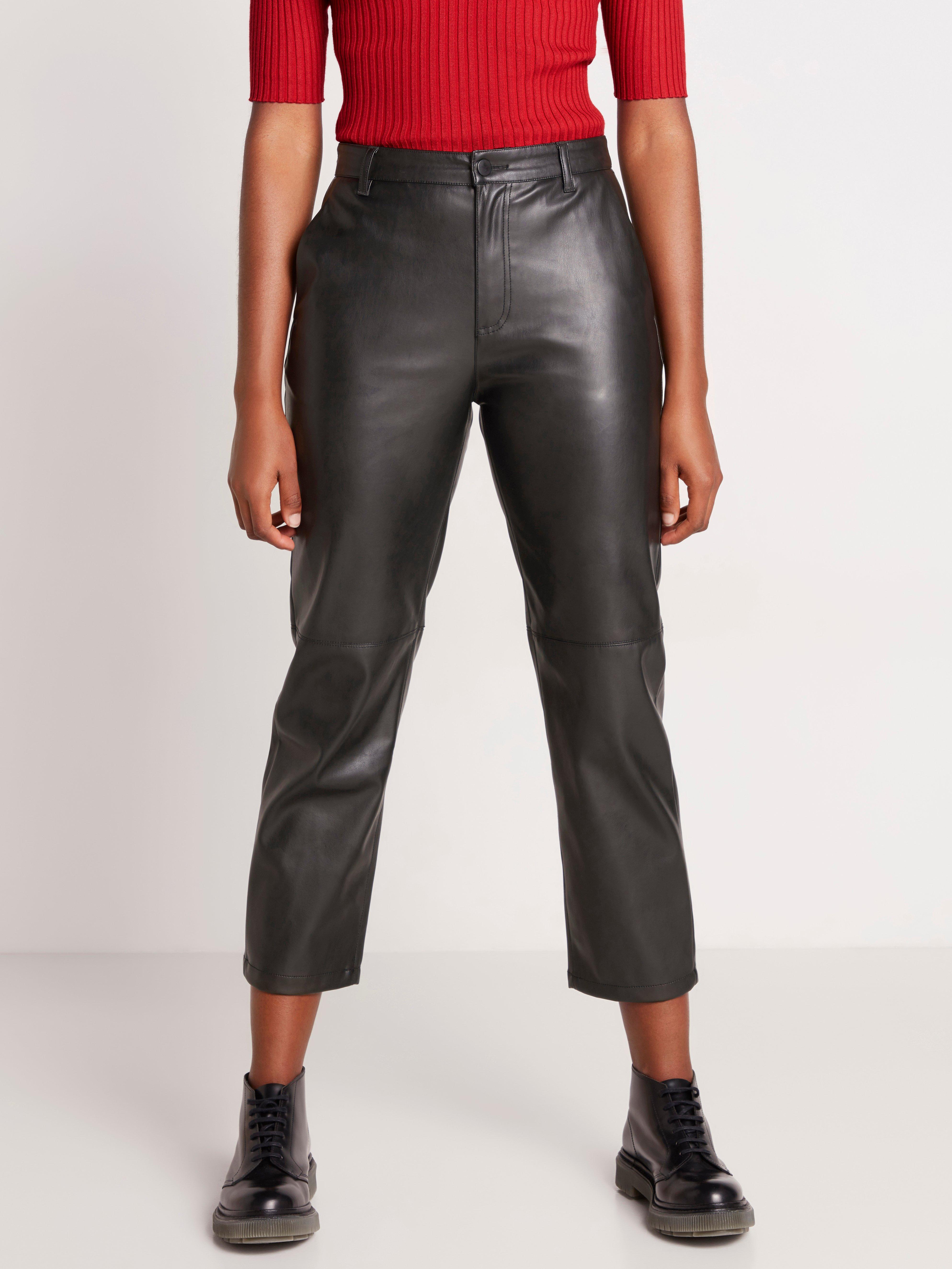 faux leather cropped trousers