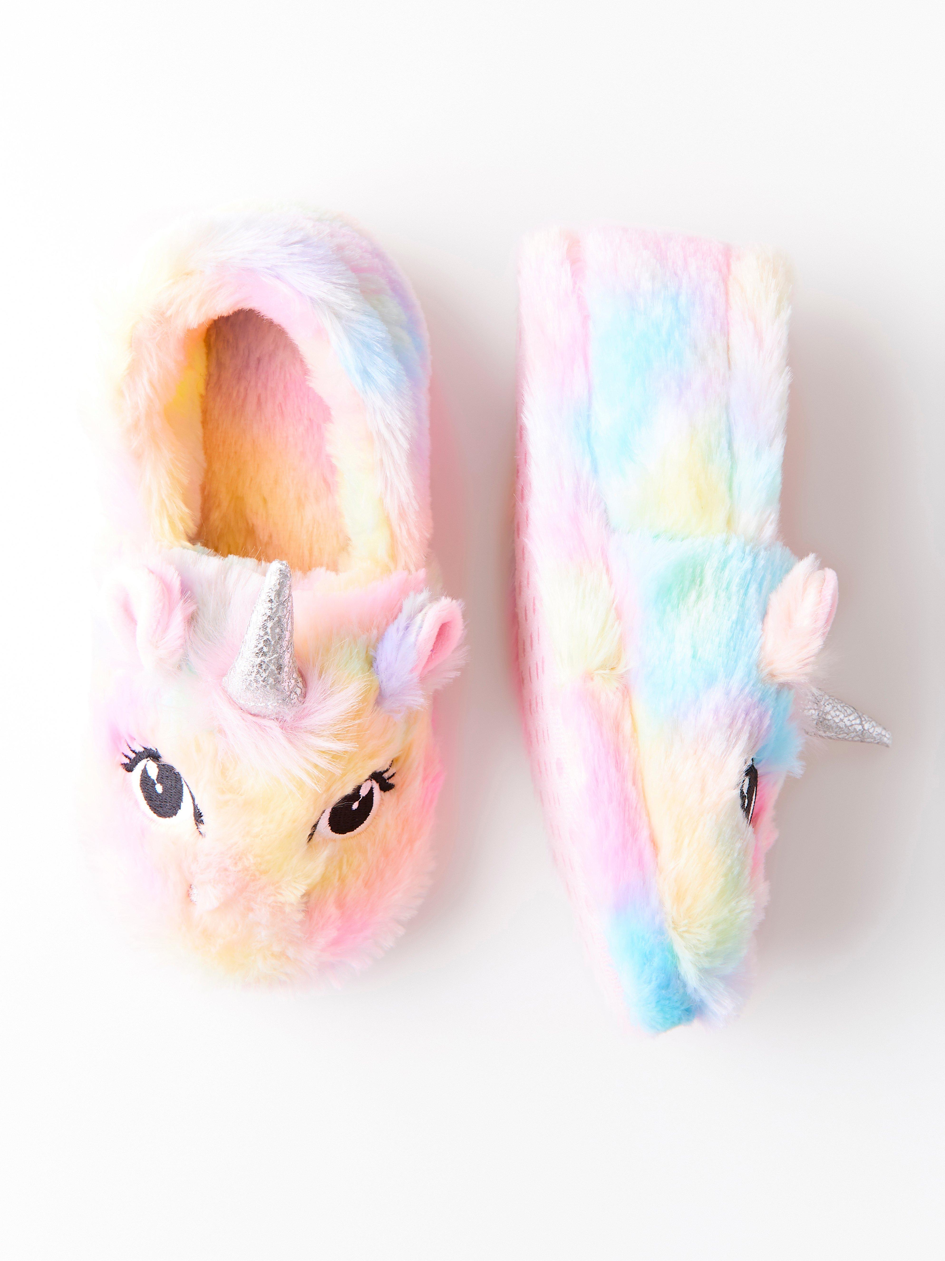 fluffy unicorn slippers