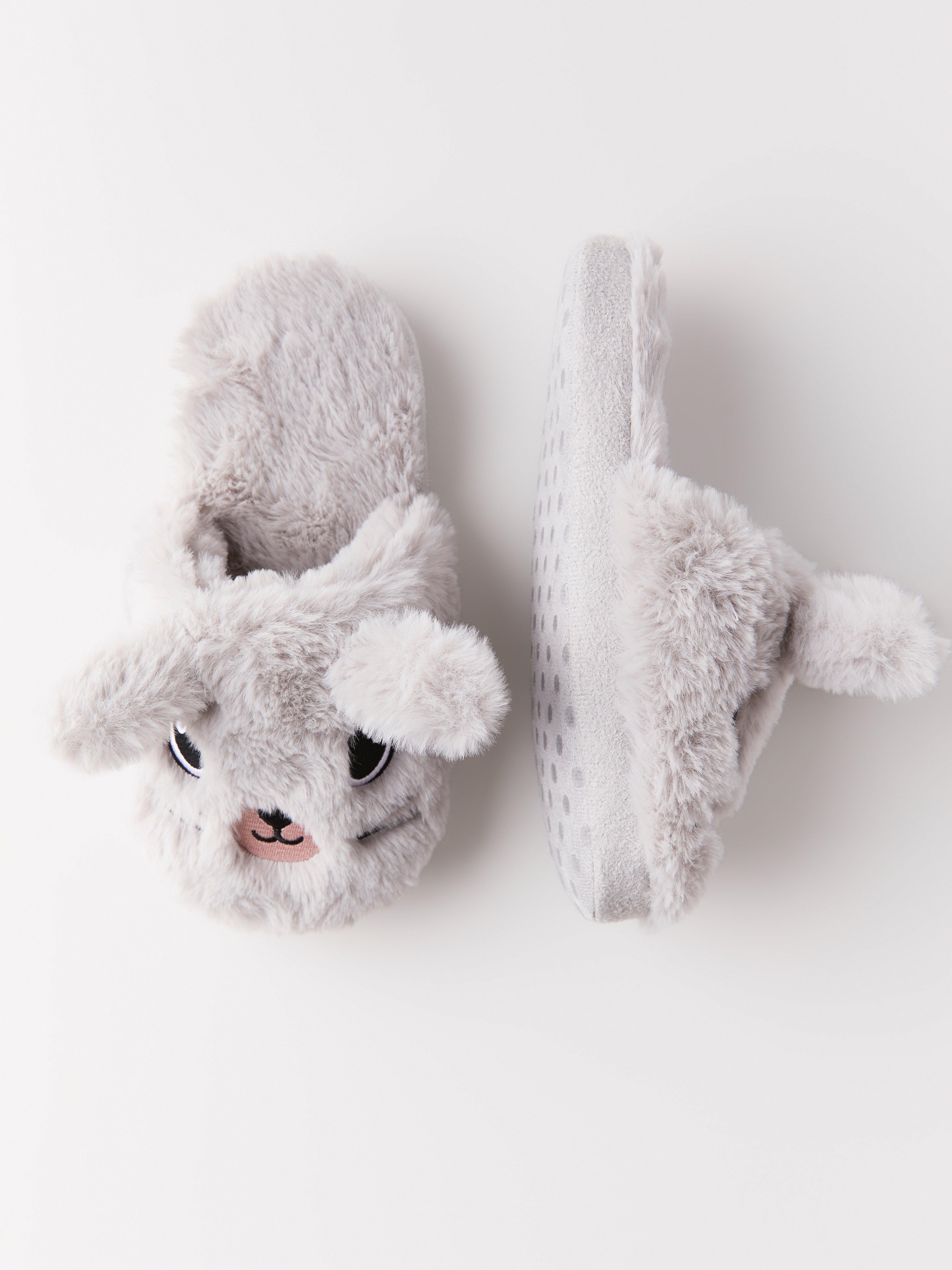 grey rabbit slippers