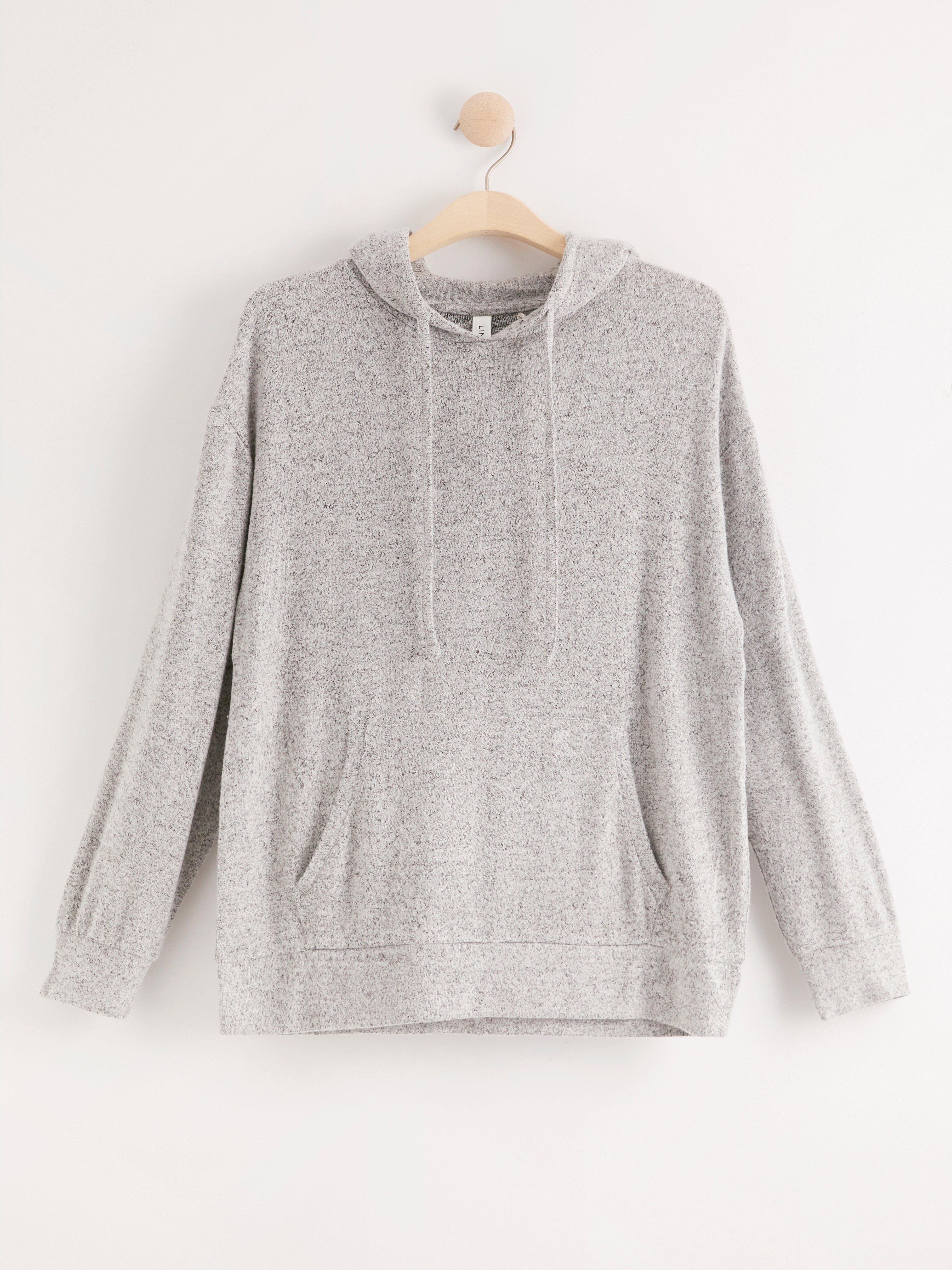 Grey fine knit hoodie new arrivals