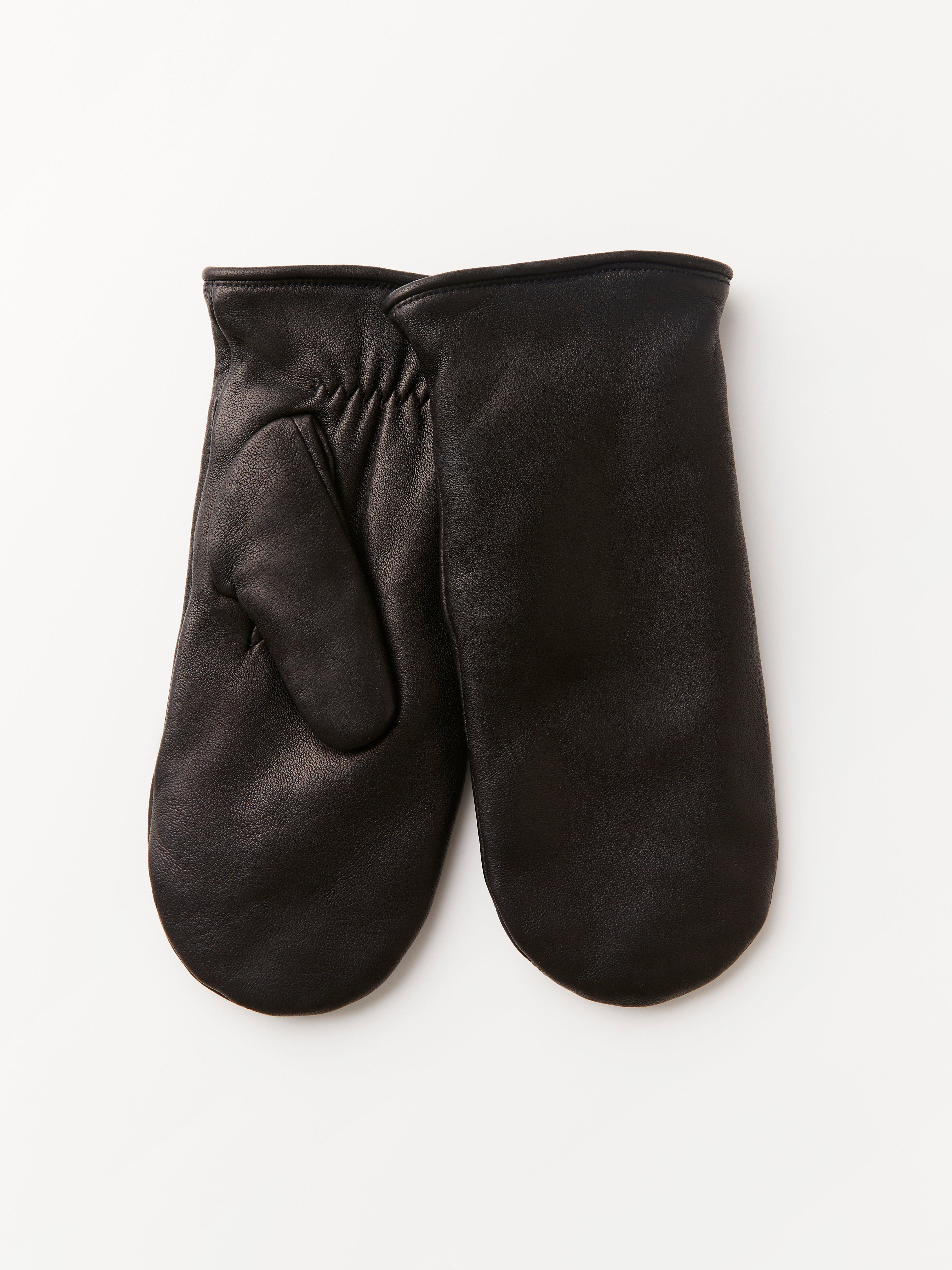 black leather mittens