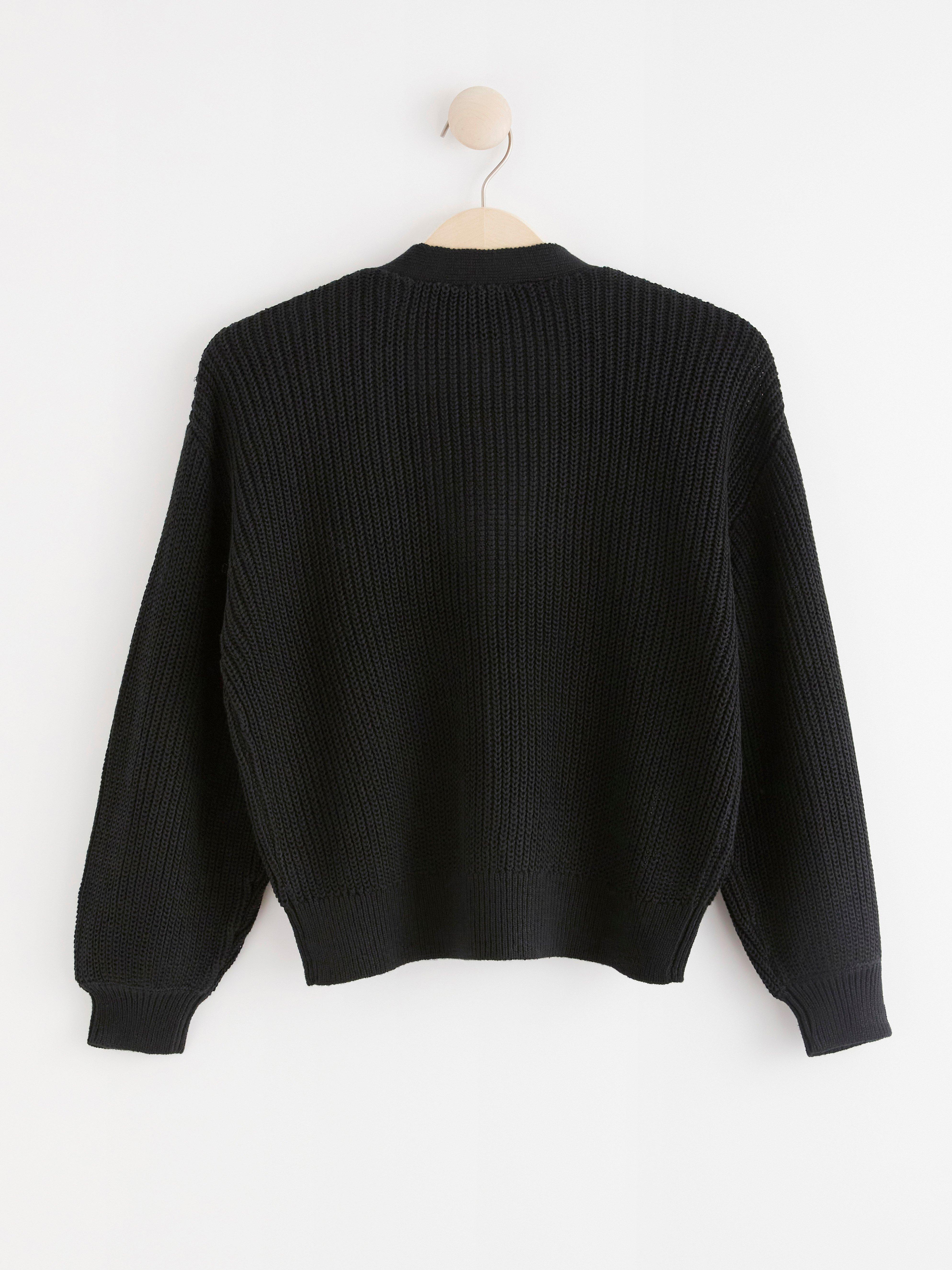 Black loose knit cardigan shop