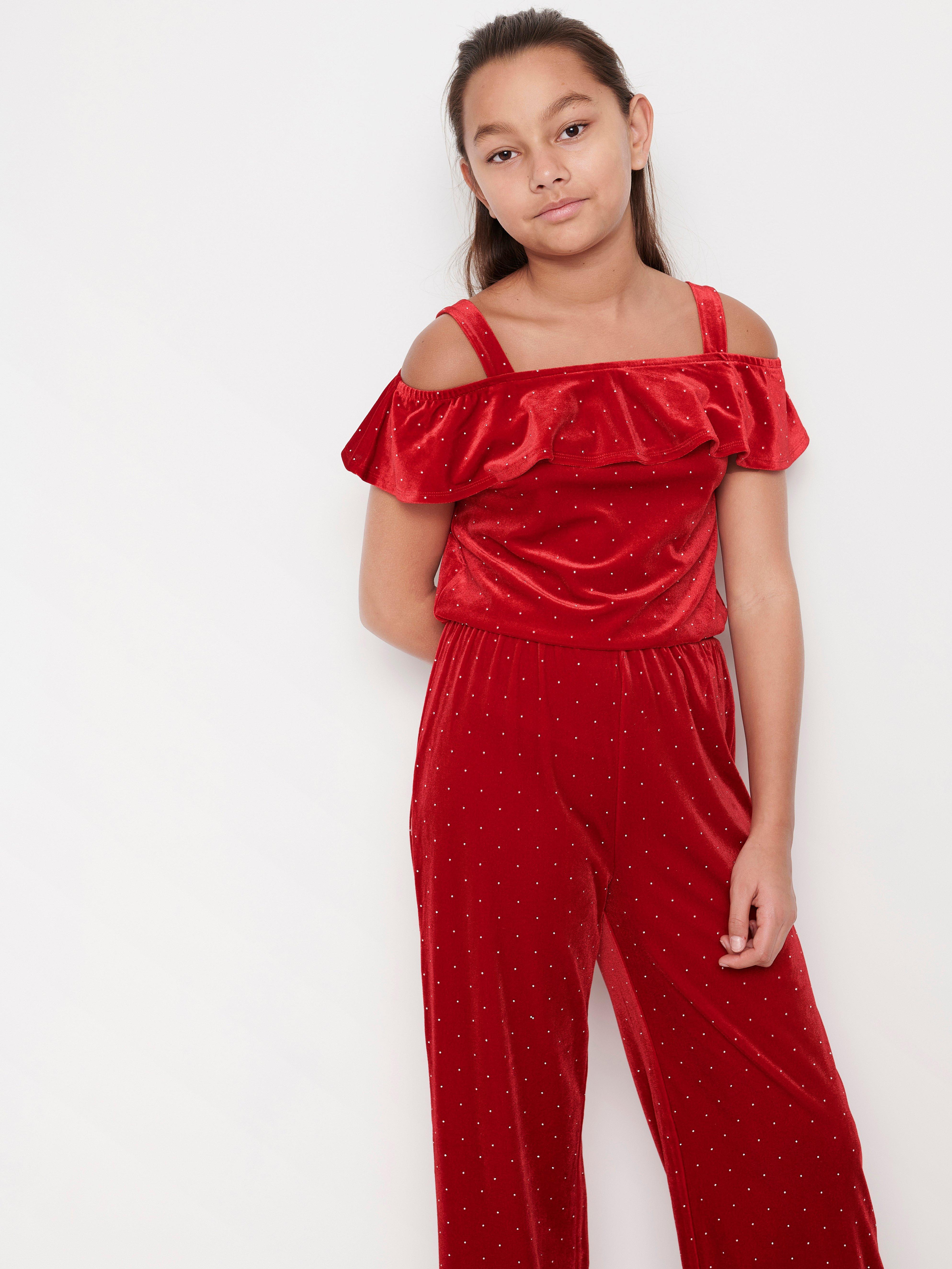 red velvet jumpsuit