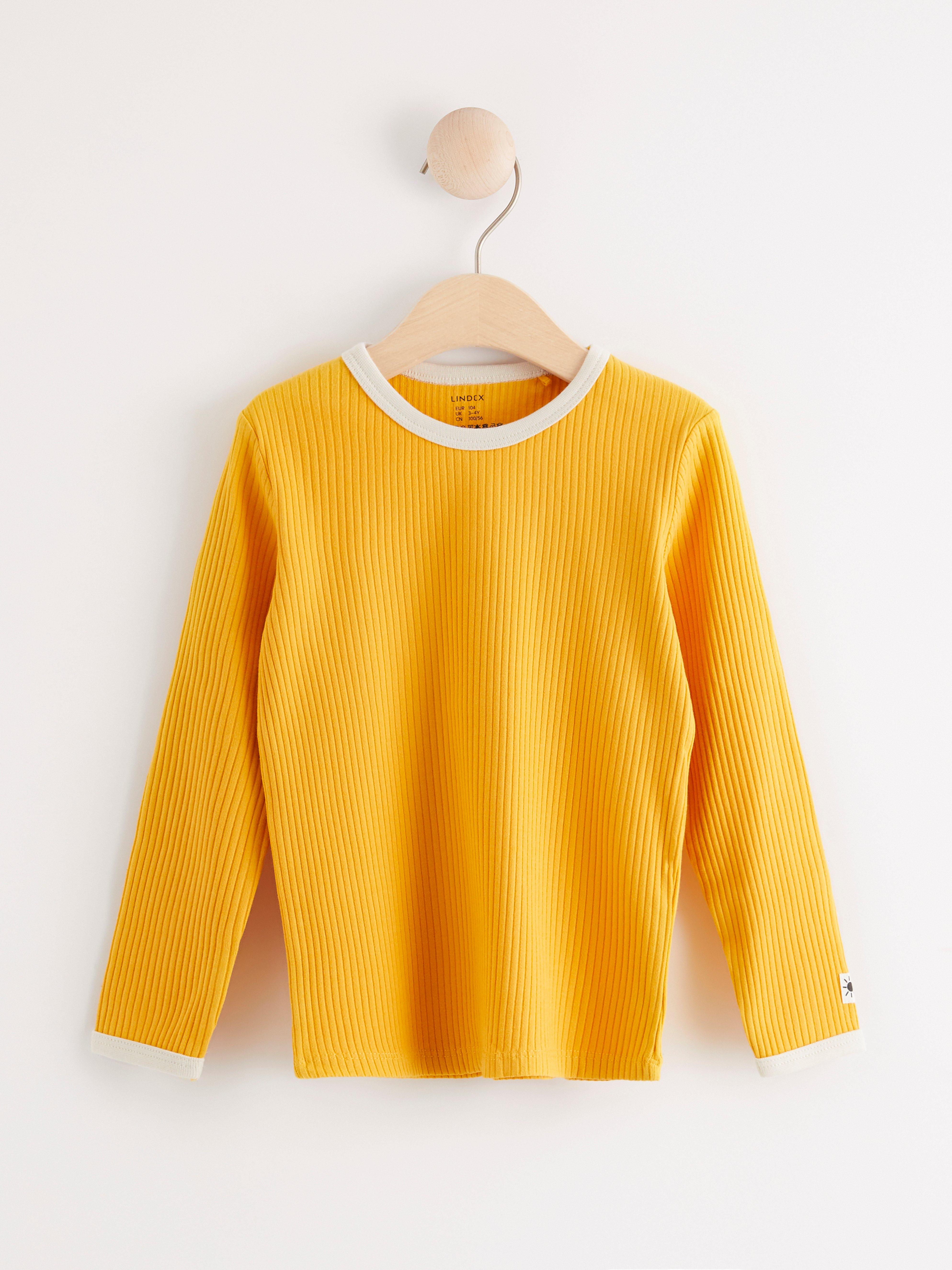 yellow ribbed long sleeve top