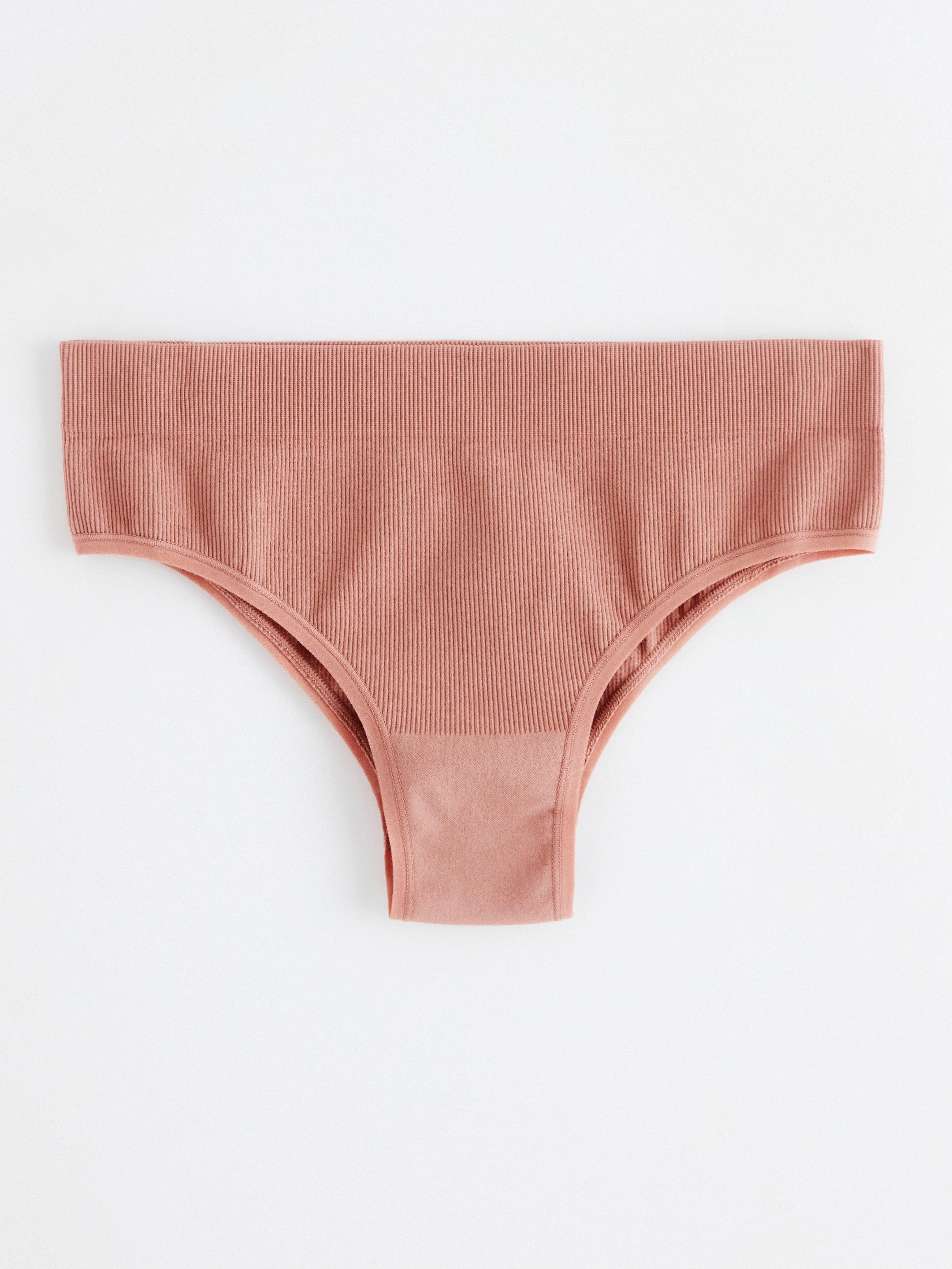 Lindex Seamless Ribbed High Waist Brazilian Briefs In Dusty Pink