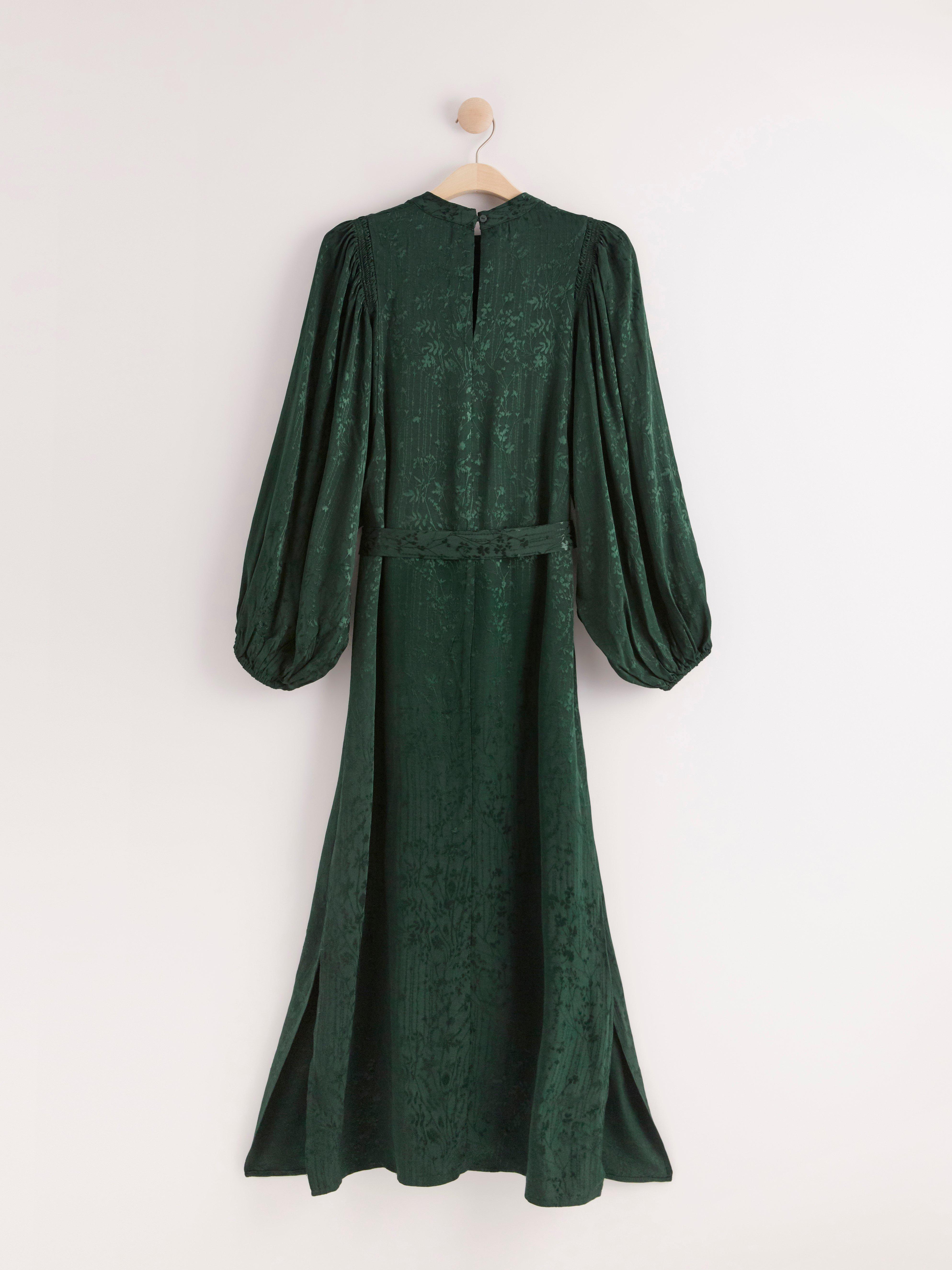 green patterned maxi dress