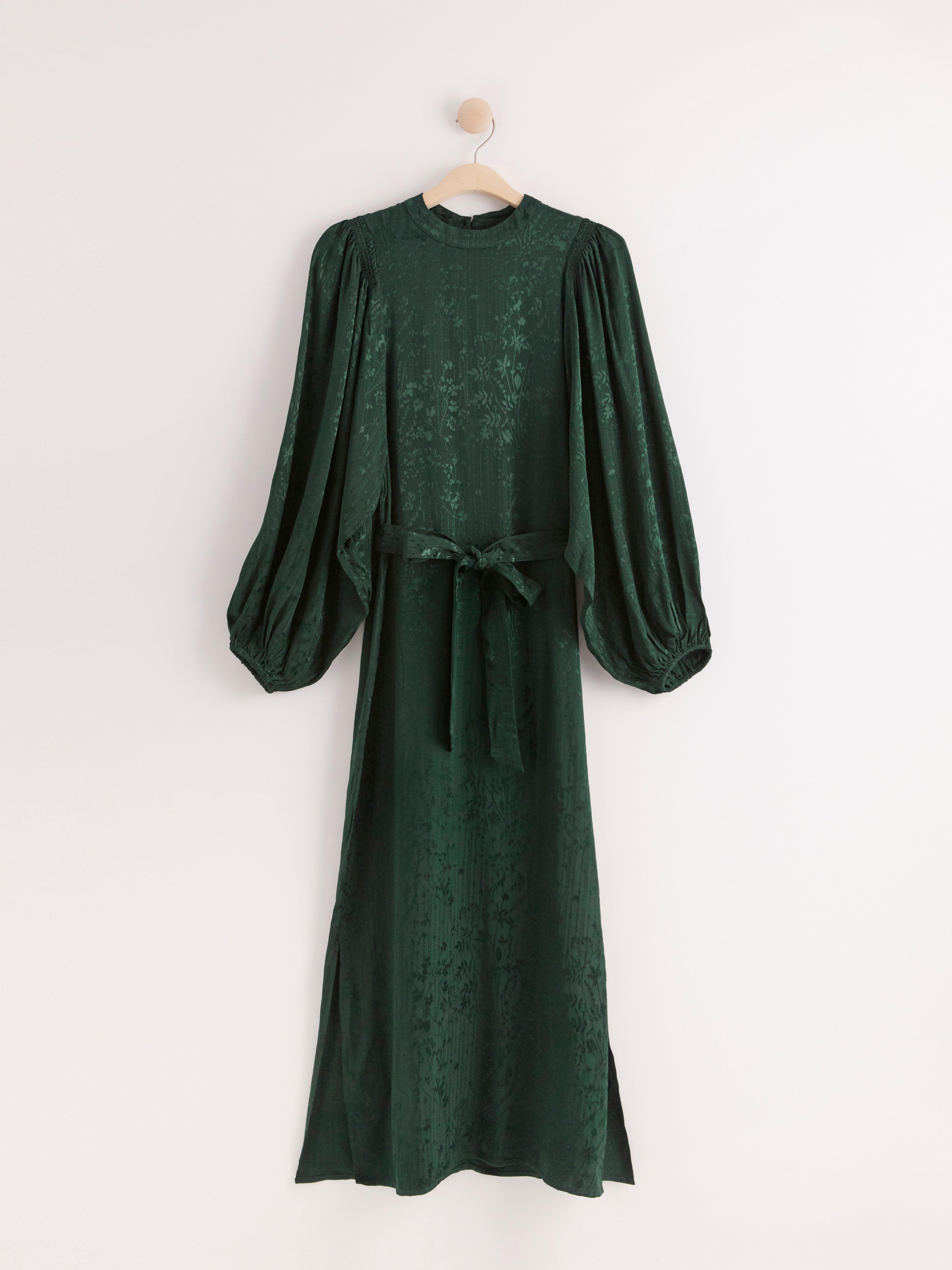 green patterned maxi dress