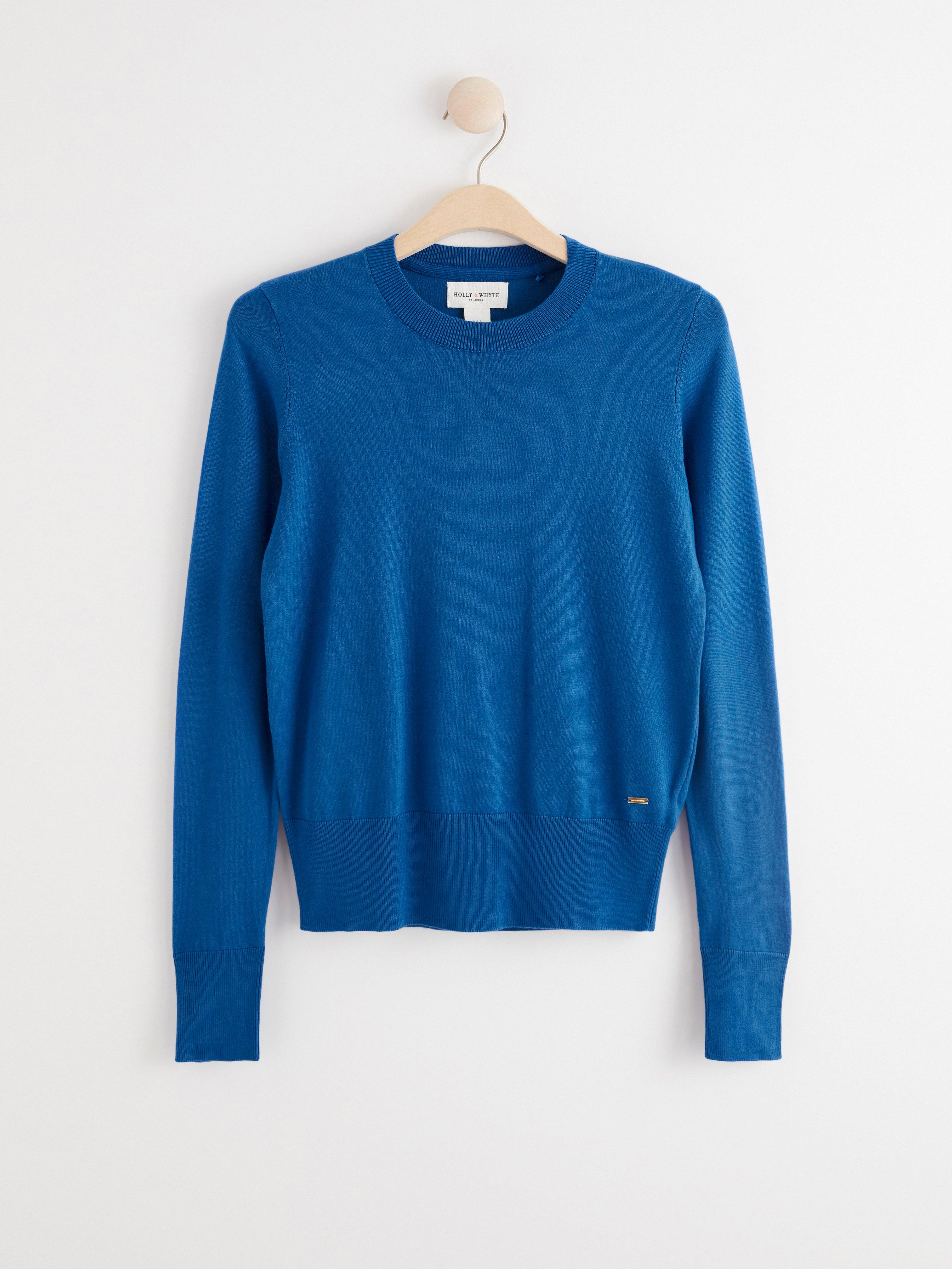blue fine knit jumper
